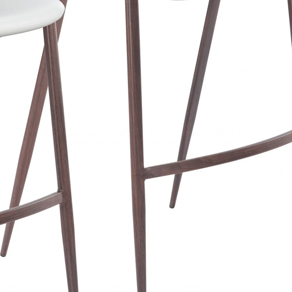 Set of Two White And Brown Steel Low Back Bar Height Bar Chairs By Homeroots - Image 6