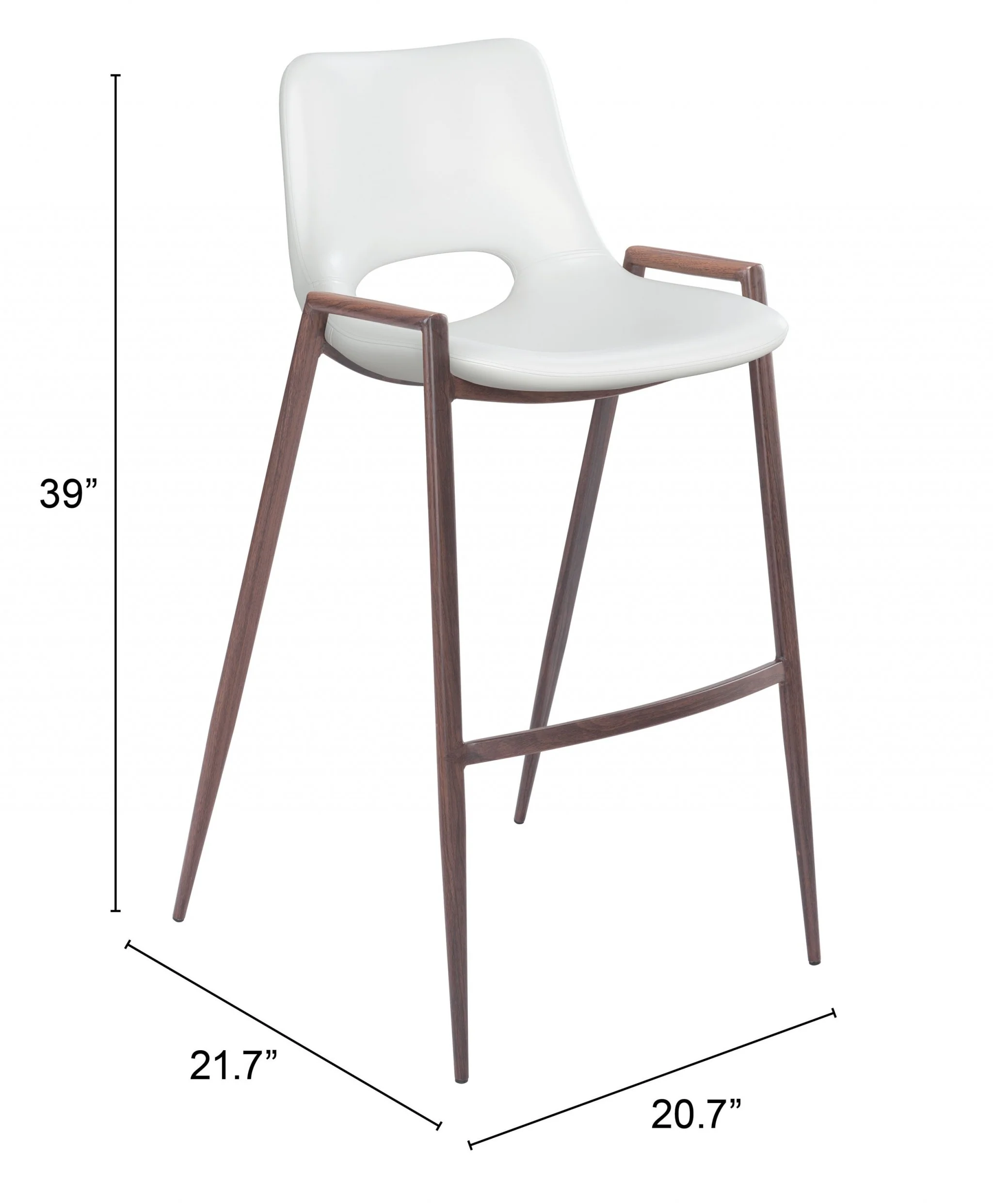 Set of Two White And Brown Steel Low Back Bar Height Bar Chairs By Homeroots - Image 8