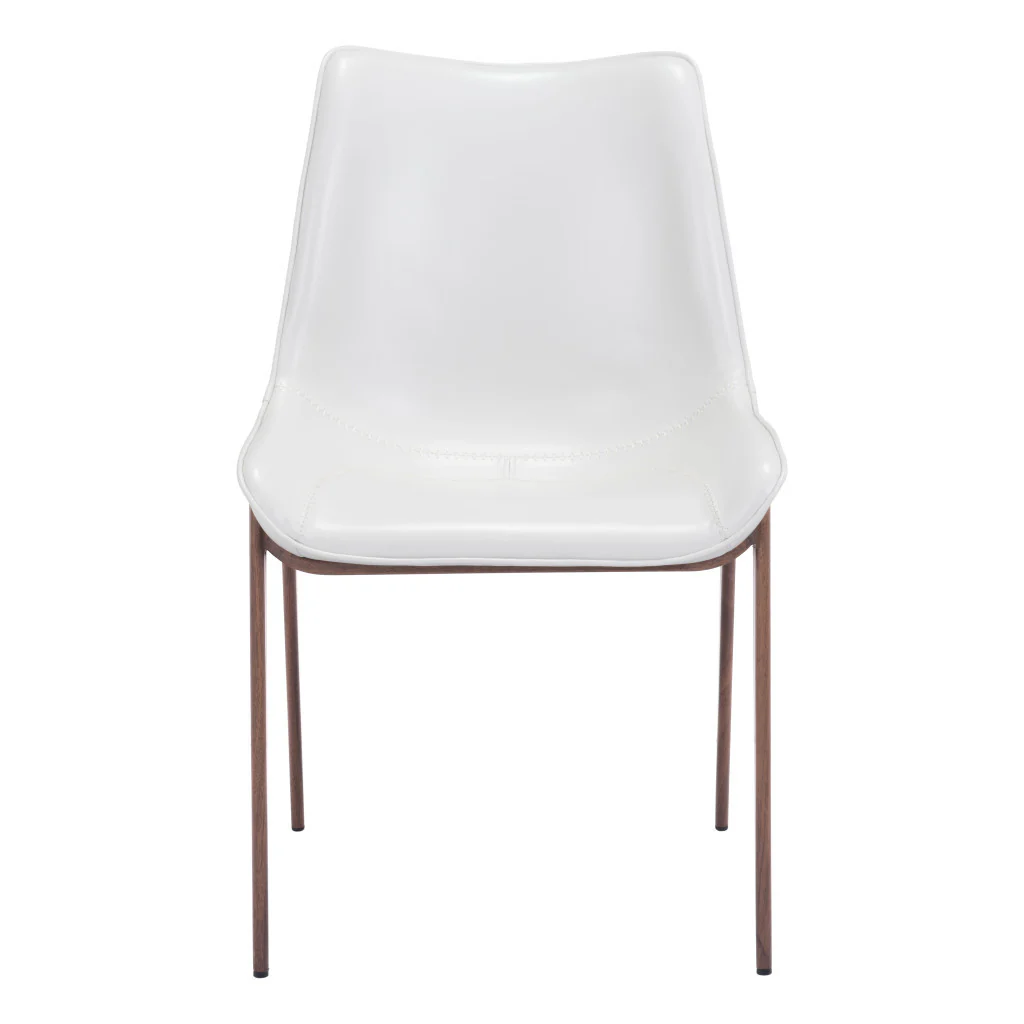 Set of Two White and Brown Upholstered Faux Leather Dining Side Chairs By Homeroots - Image 3