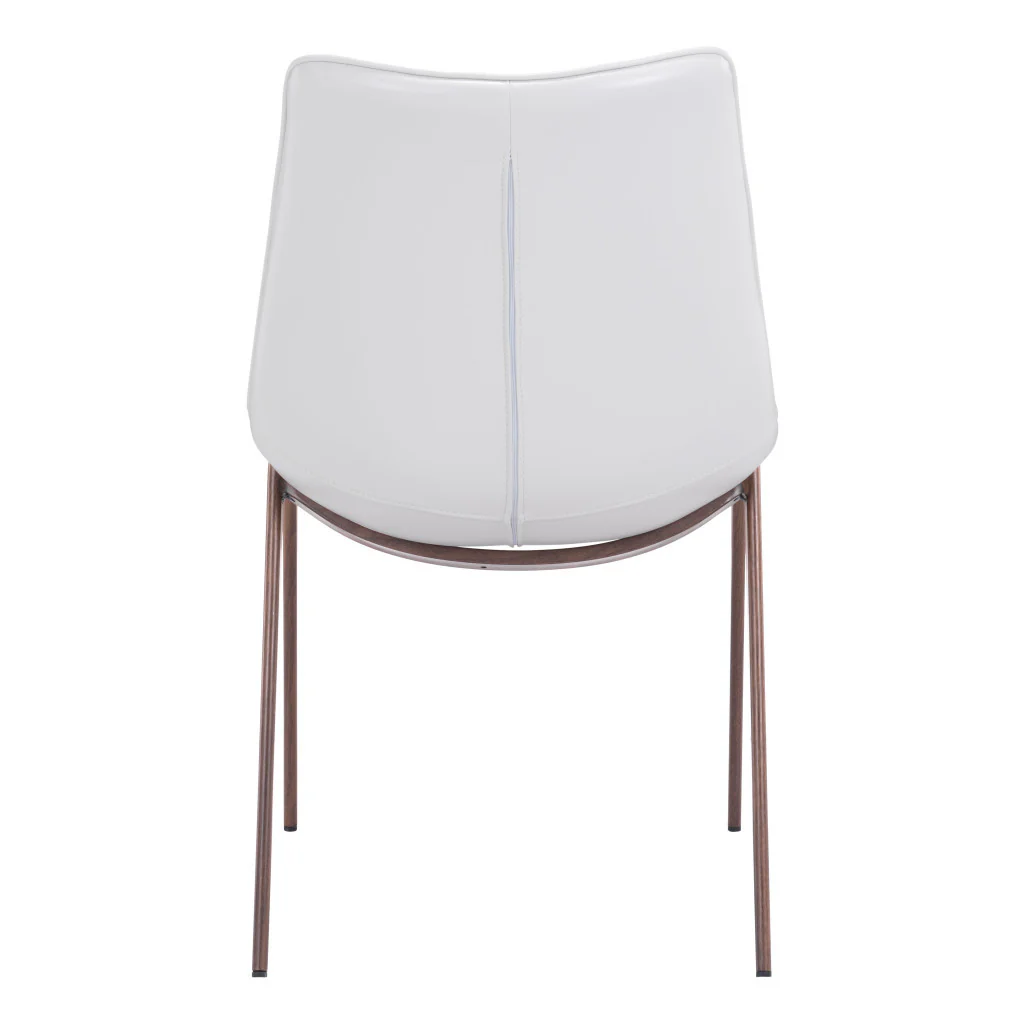 Set of Two White and Brown Upholstered Faux Leather Dining Side Chairs By Homeroots - Image 4