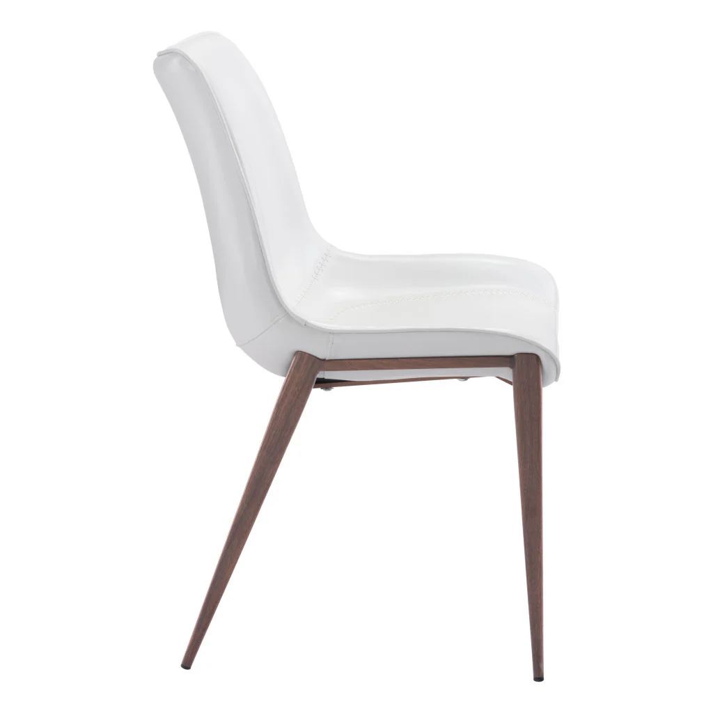 Set of Two White and Brown Upholstered Faux Leather Dining Side Chairs By Homeroots - Image 5