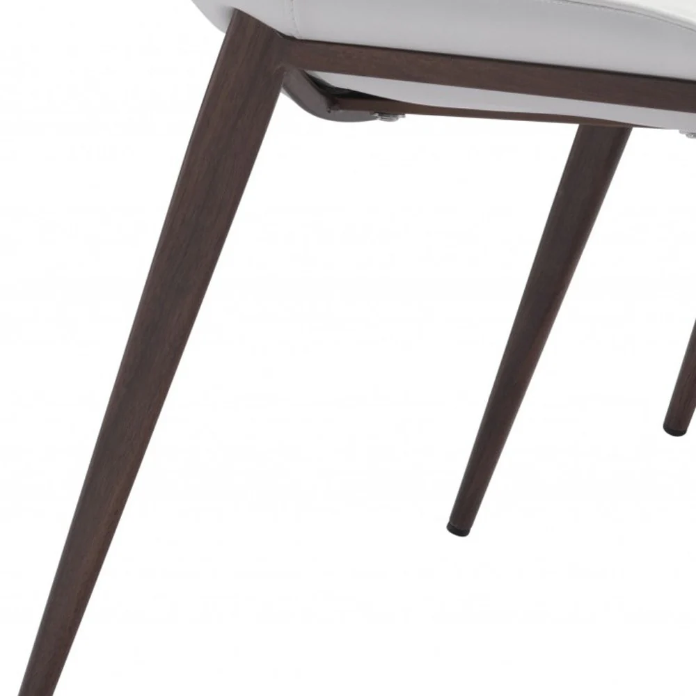 Set of Two White and Brown Upholstered Faux Leather Dining Side Chairs By Homeroots - Image 6