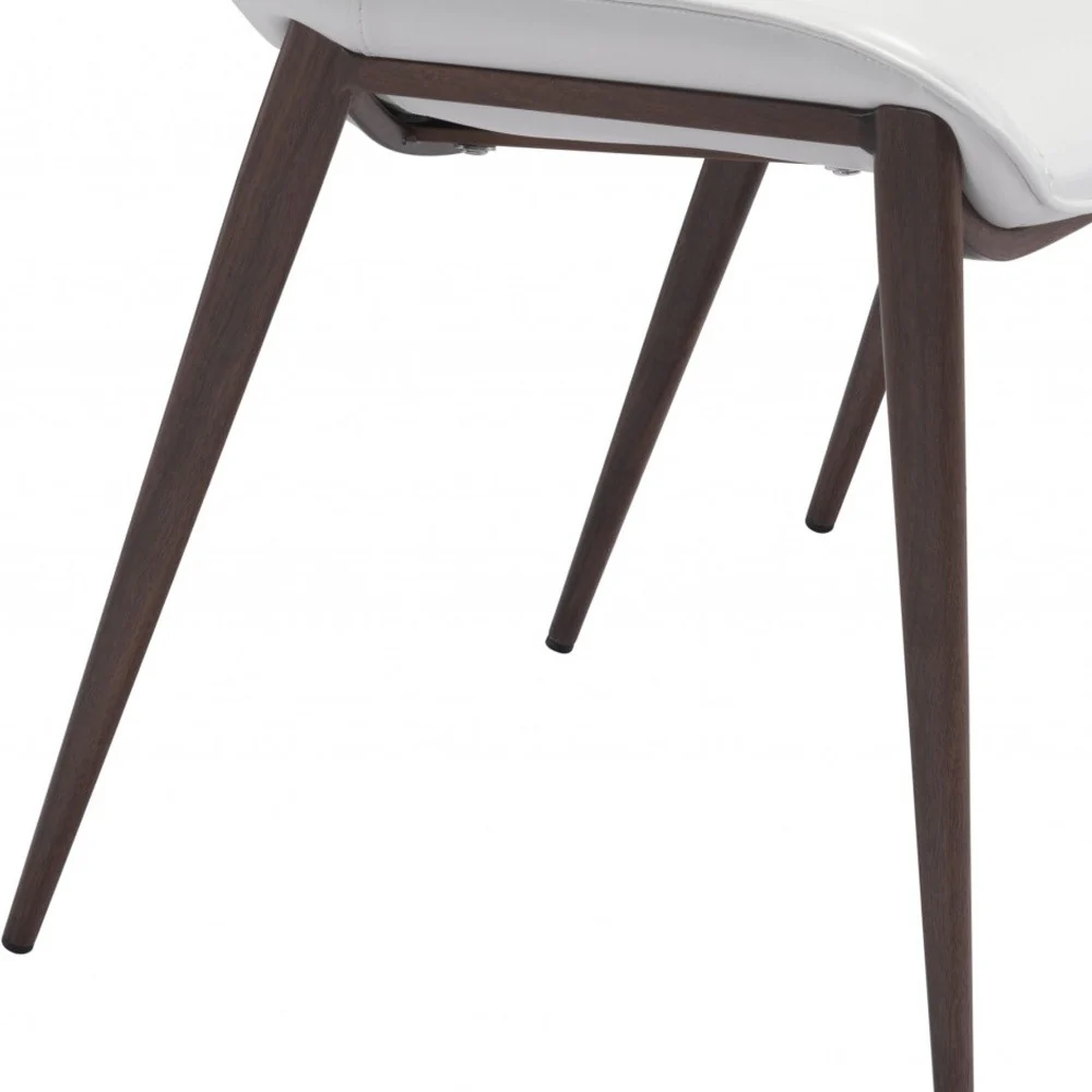 Set of Two White and Brown Upholstered Faux Leather Dining Side Chairs By Homeroots - Image 7