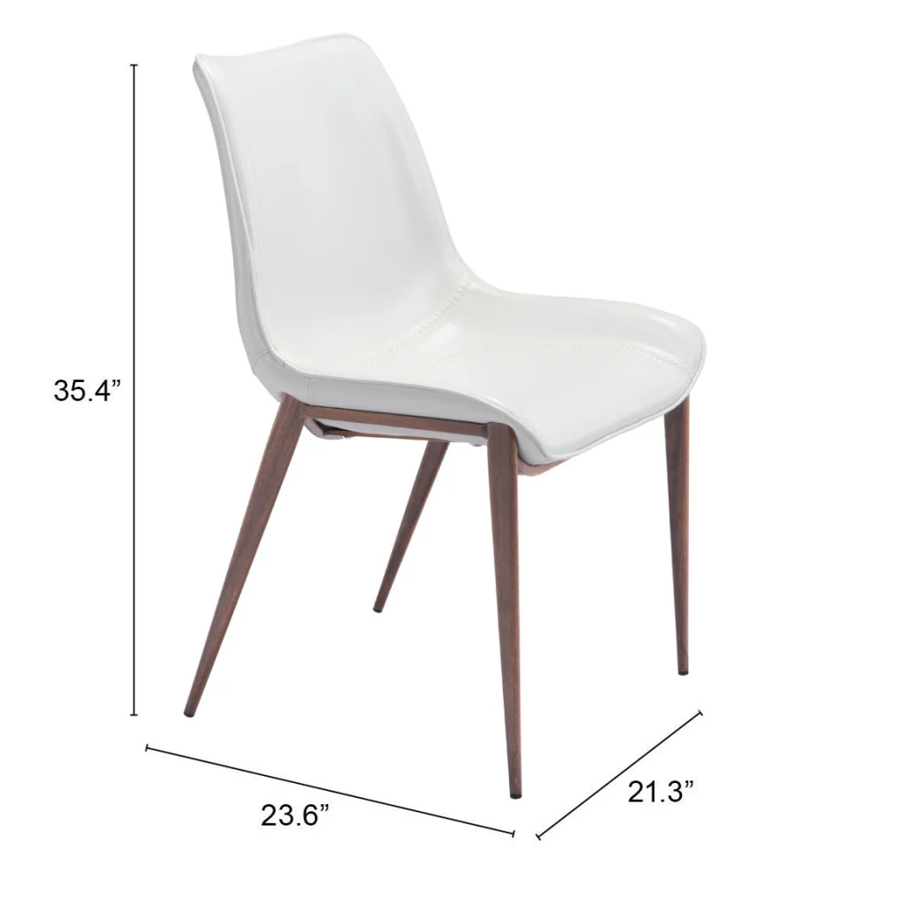 Set of Two White and Brown Upholstered Faux Leather Dining Side Chairs By Homeroots - Image 8