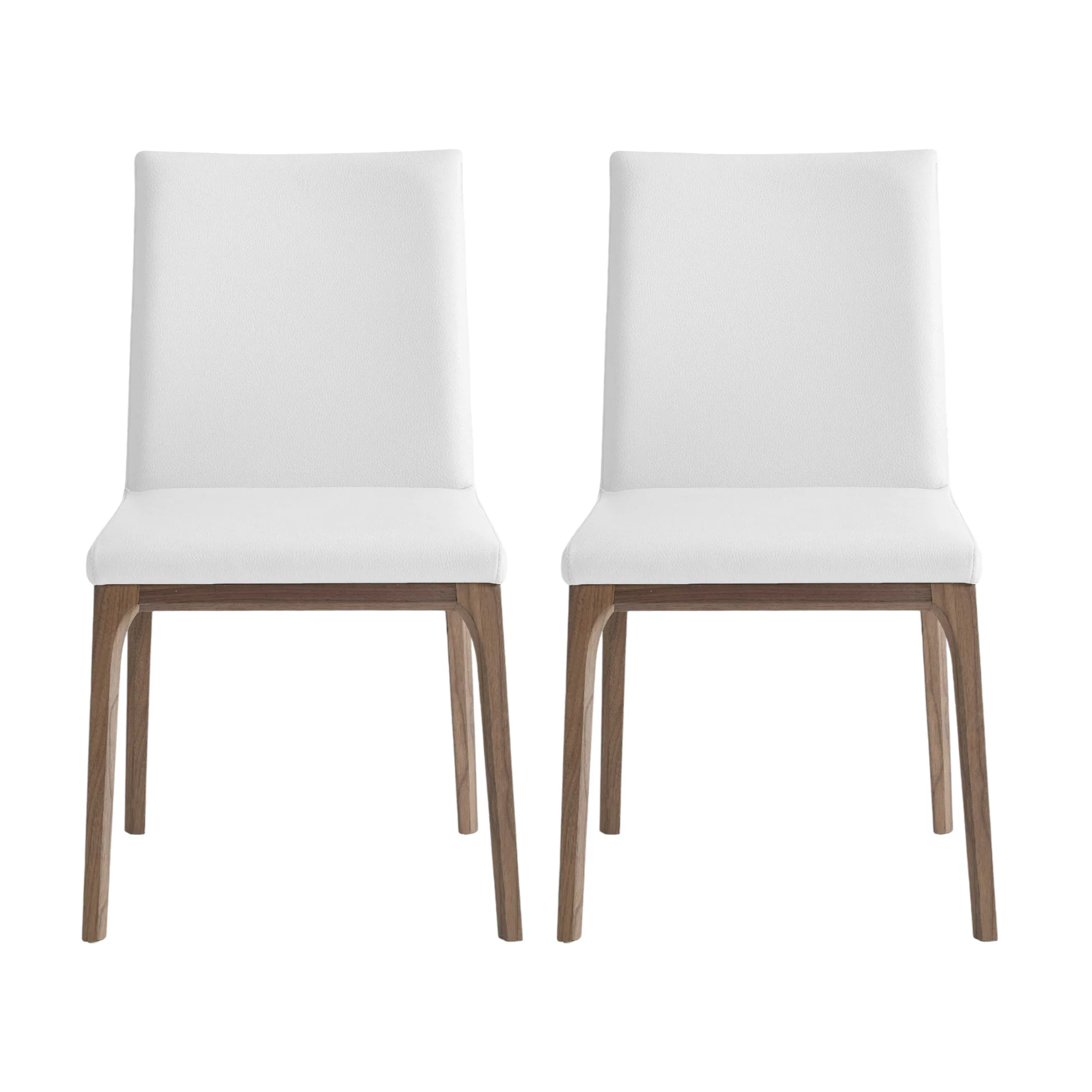 Set of Two White And Brown Upholstered Faux Leather isequal(Yes,No,Wood Dining Side Chairs By Homeroots - Image 2