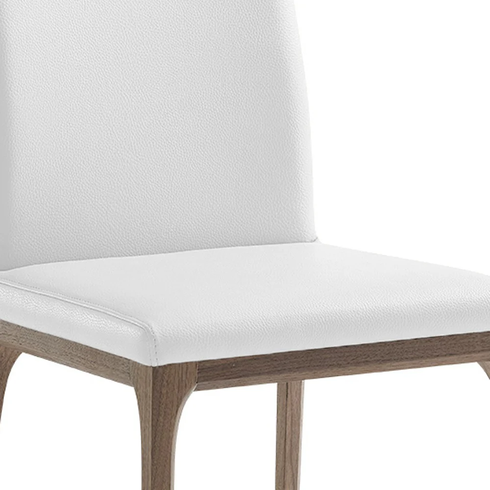 Set of Two White And Brown Upholstered Faux Leather isequal(Yes,No,Wood Dining Side Chairs By Homeroots - Image 5