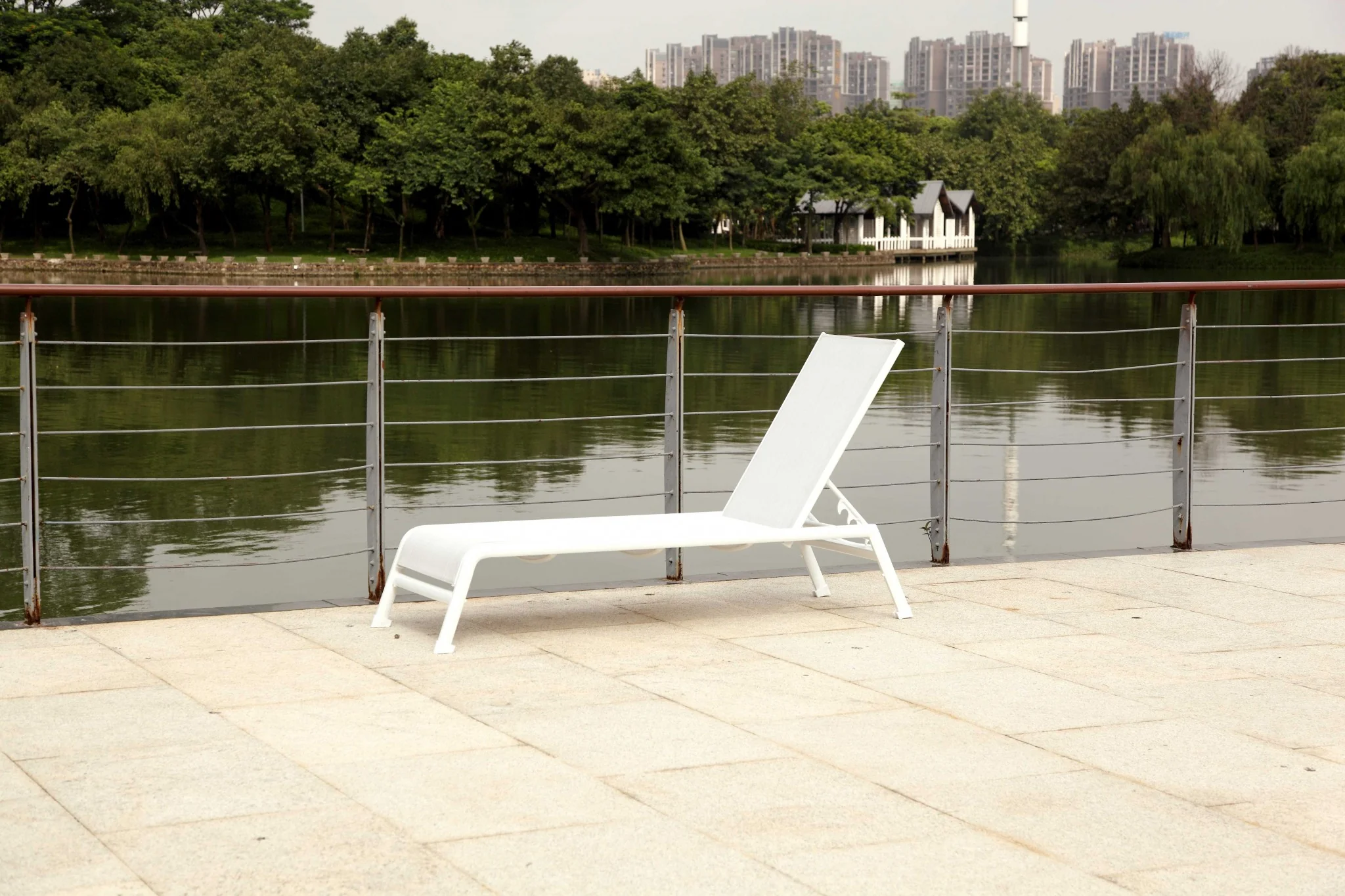 Set of Two White and Chrome Indoor Outdoor Chaise Lounge By Homeroots - Image 4