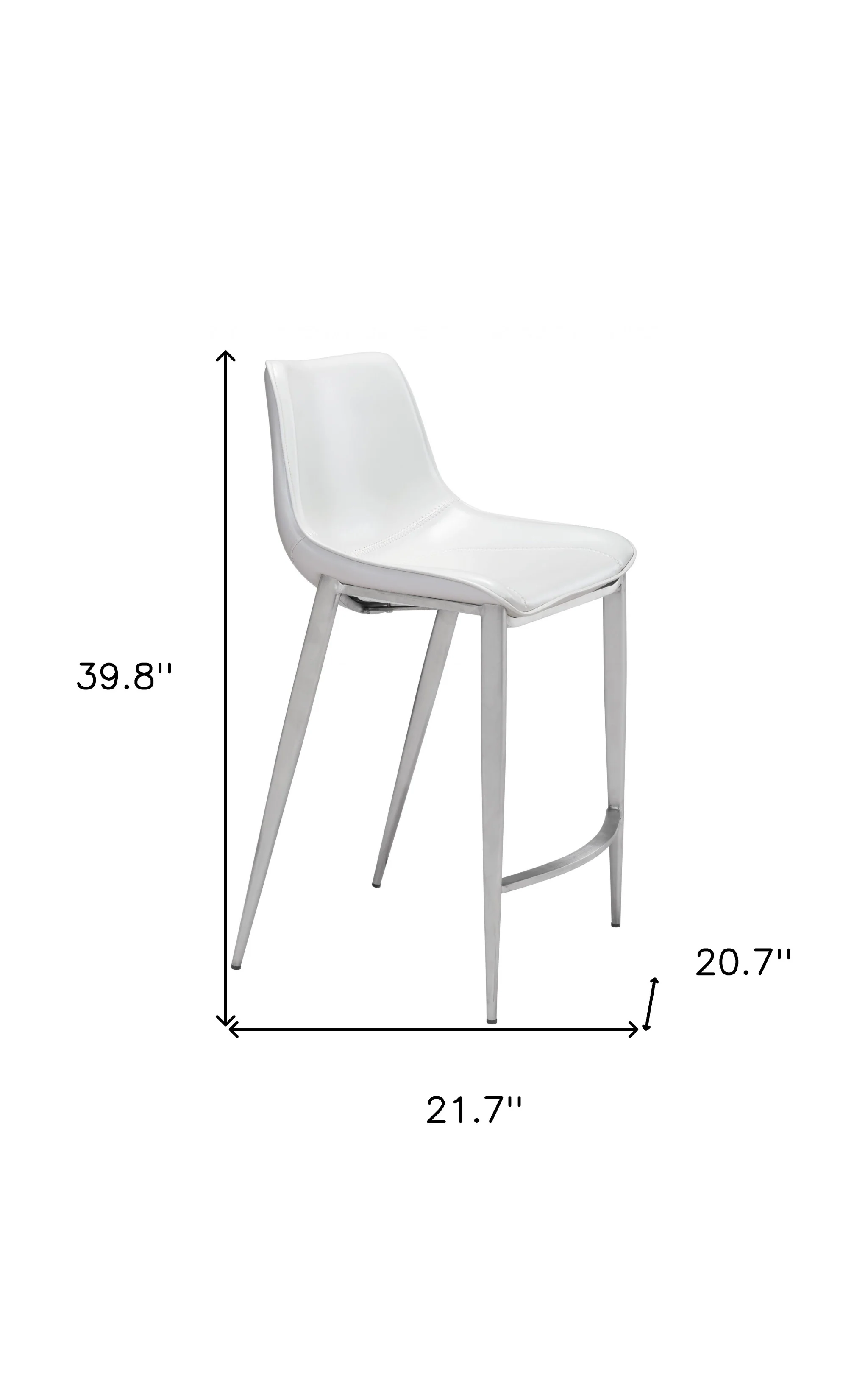 Set of Two White And Silver Steel Low Back Counter Height Bar Chairs By Homeroots - Image 8