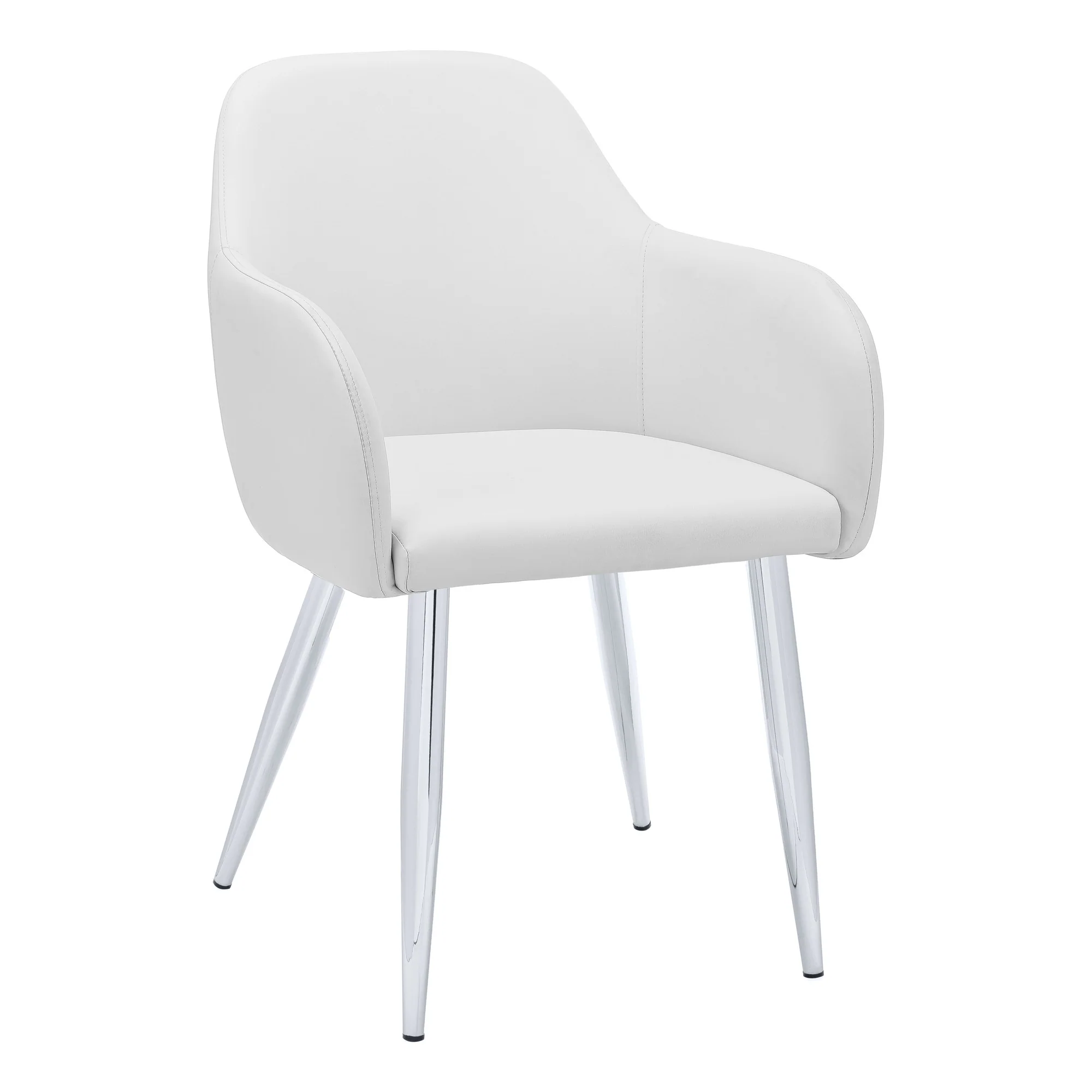 Set of Two White And Silver Upholstered Faux Leather Dining Arm Chairs By Homeroots - Image 3