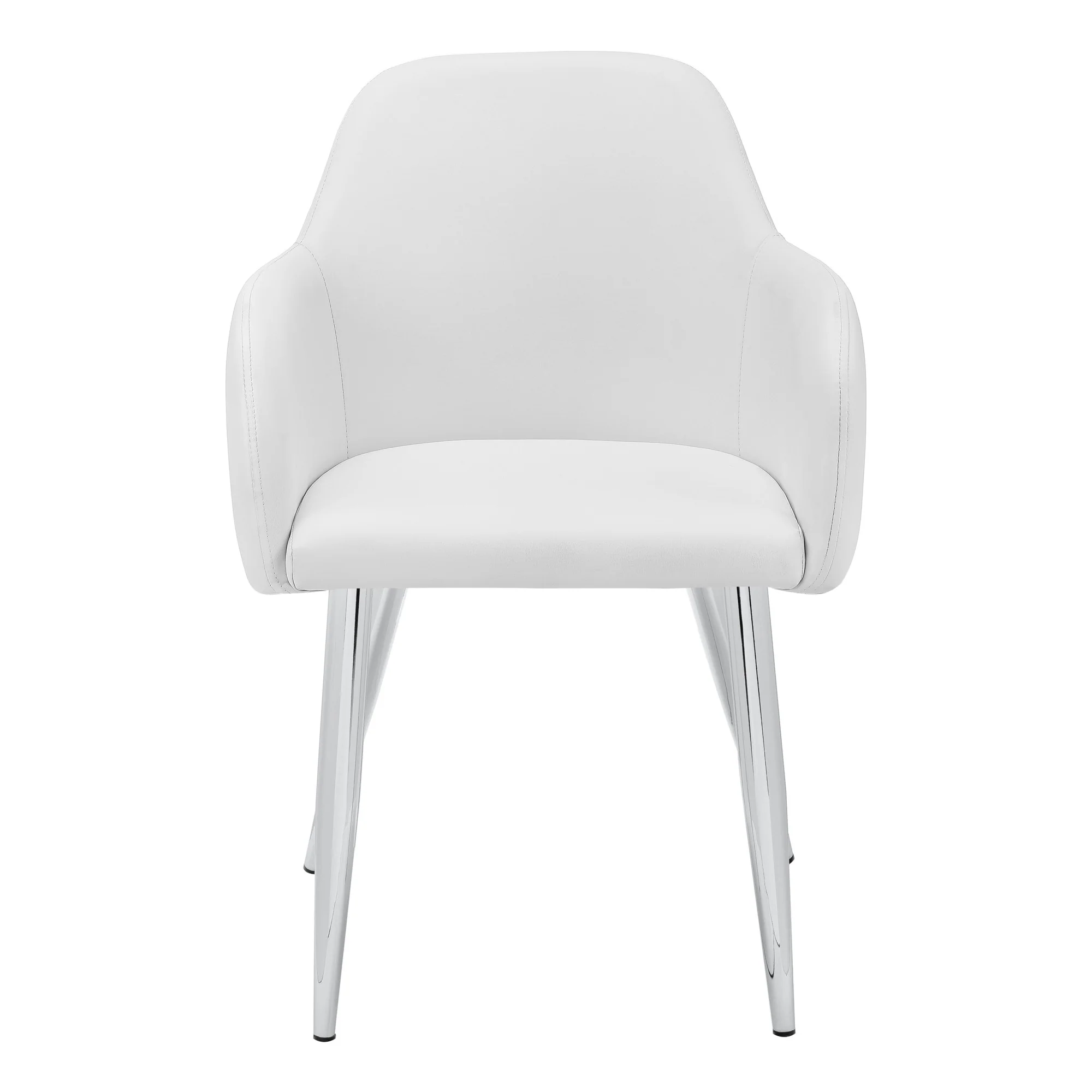 Set of Two White And Silver Upholstered Faux Leather Dining Arm Chairs By Homeroots - Image 4