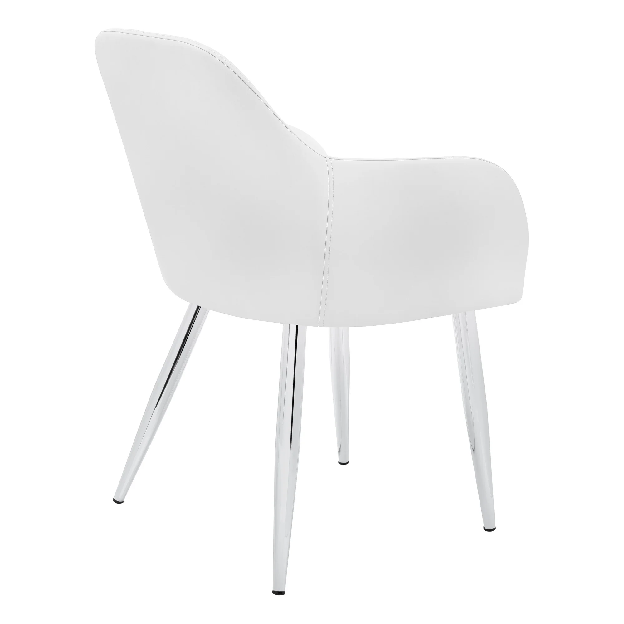 Set of Two White And Silver Upholstered Faux Leather Dining Arm Chairs By Homeroots - Image 5