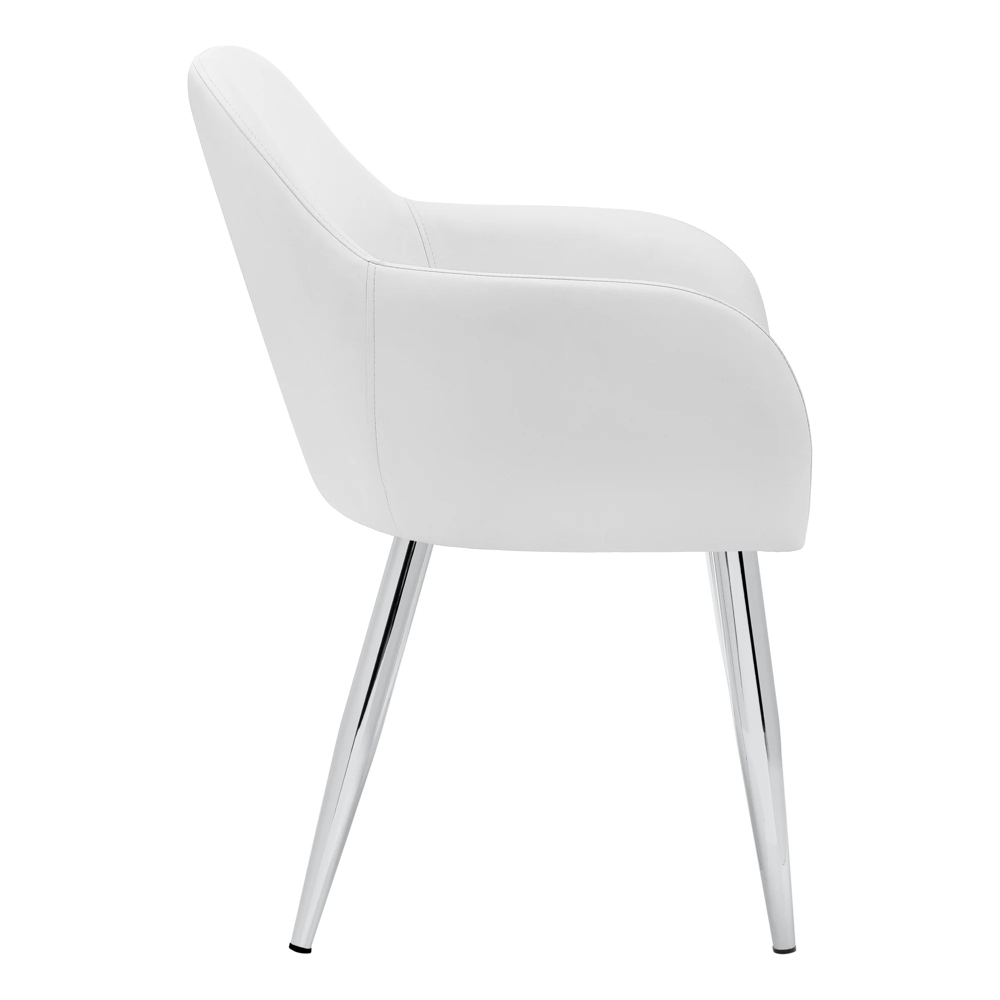 Set of Two White And Silver Upholstered Faux Leather Dining Arm Chairs By Homeroots - Image 6