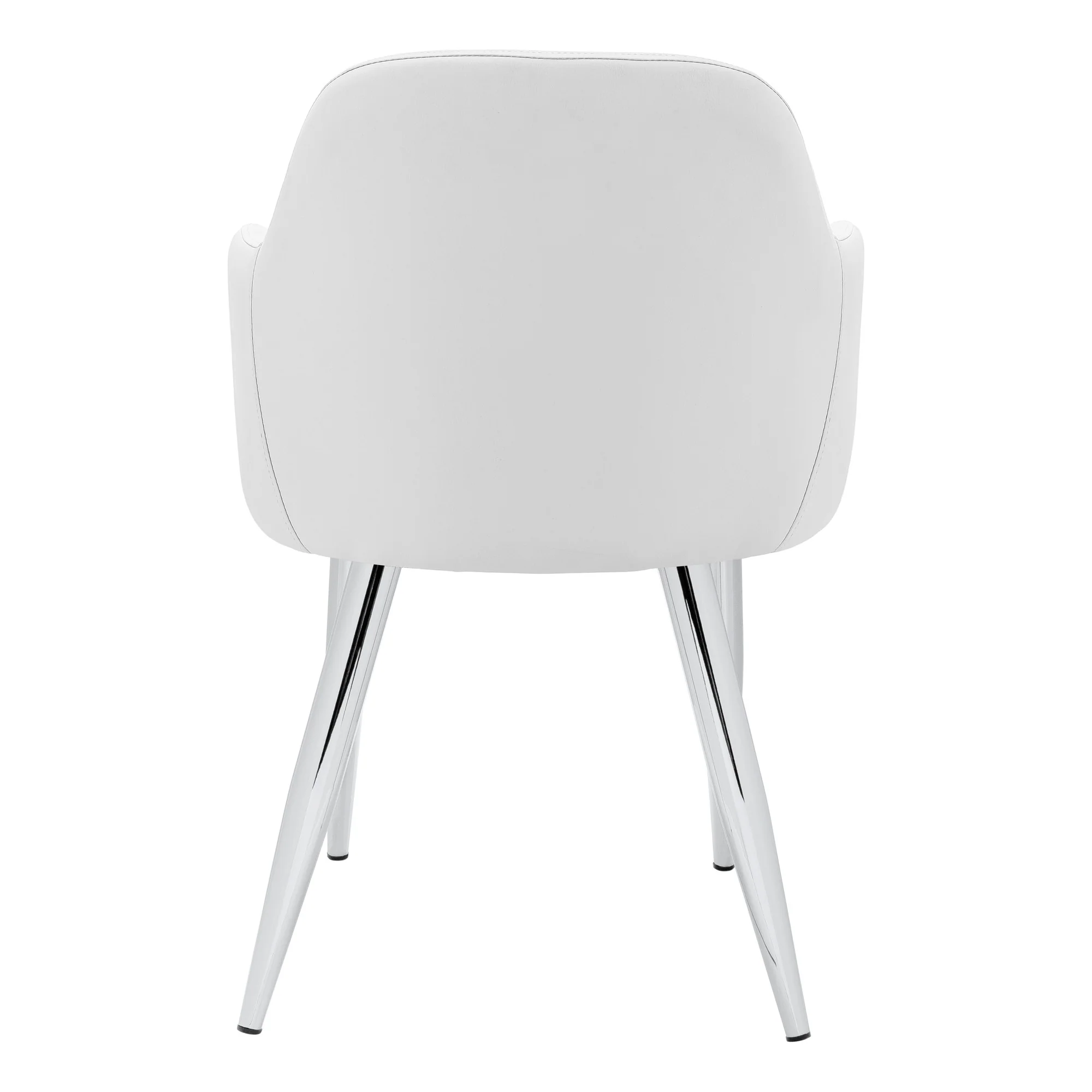 Set of Two White And Silver Upholstered Faux Leather Dining Arm Chairs By Homeroots - Image 7