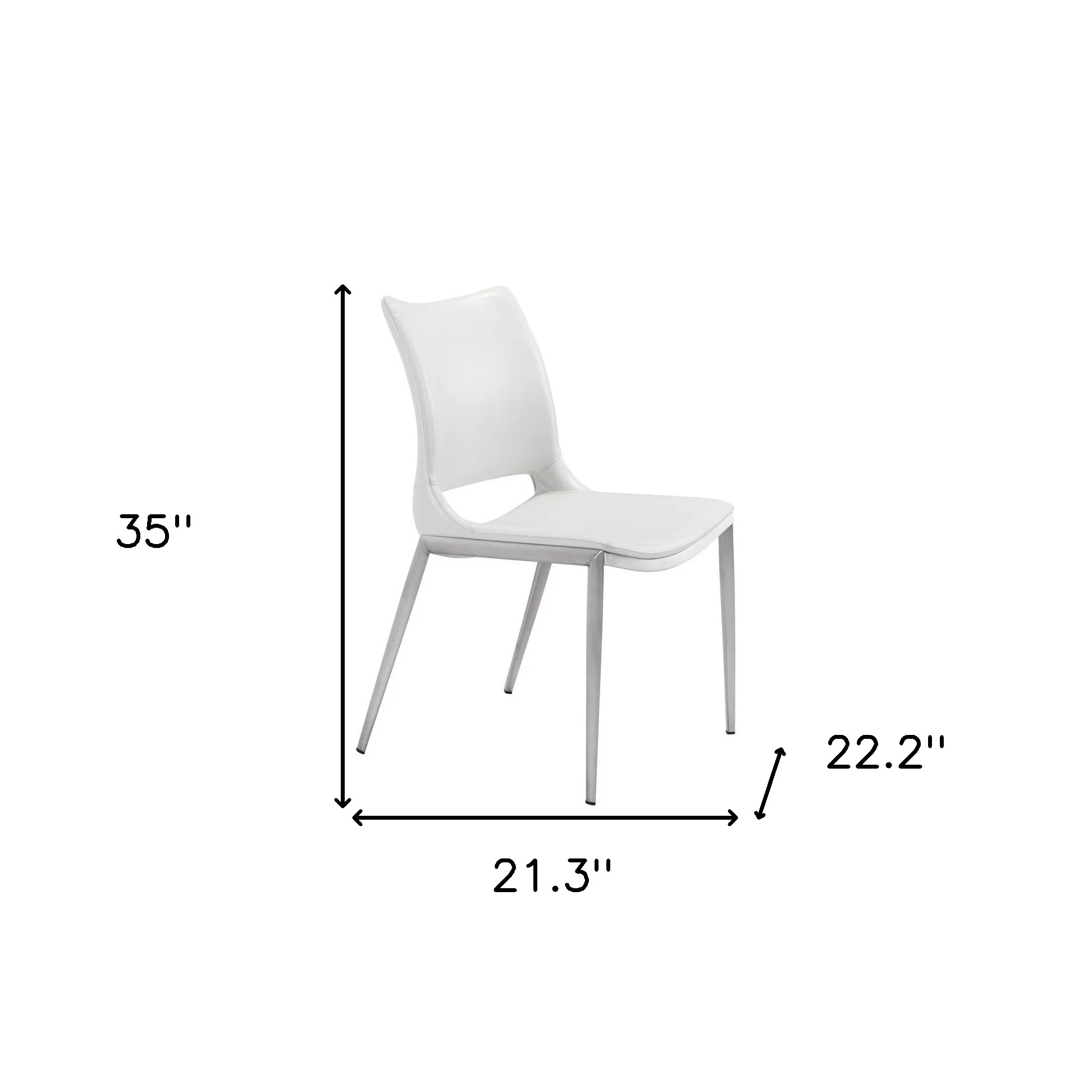 Set of Two White And Silver Upholstered Faux Leather Dining Side Chairs By Homeroots - Image 5