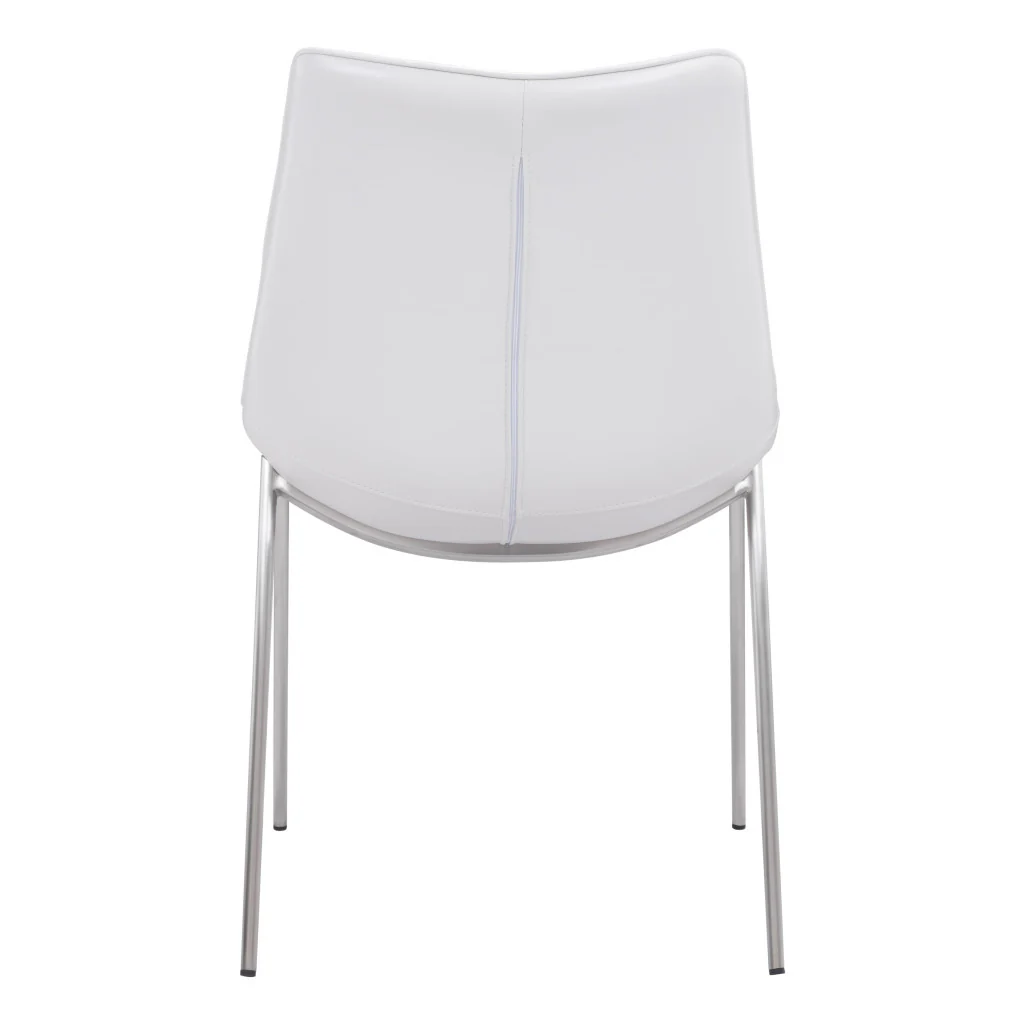 Set of Two White And Silver Upholstered Faux Leather Open Back Dining Side Chairs By Homeroots - Image 5