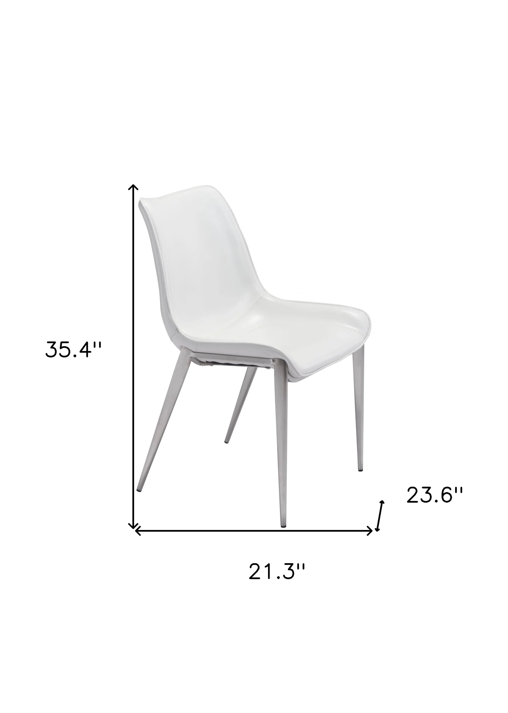Set of Two White And Silver Upholstered Faux Leather Open Back Dining Side Chairs By Homeroots - Image 6