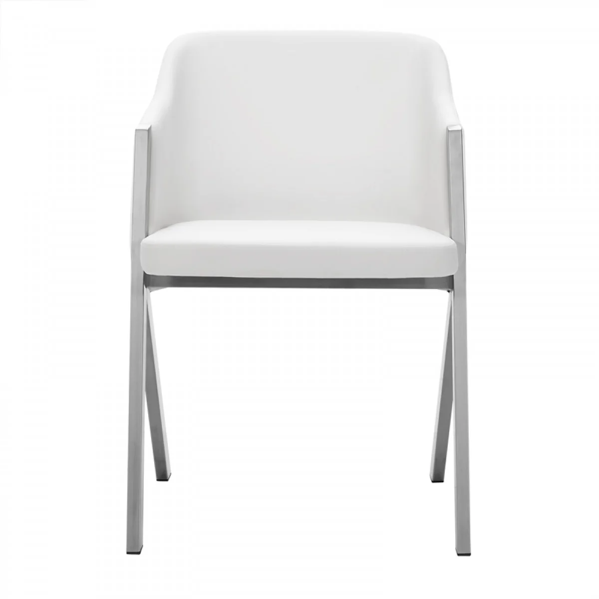 Set of Two White Faux Leather Modern Dining Chairs By Homeroots - 472150 - Image 2