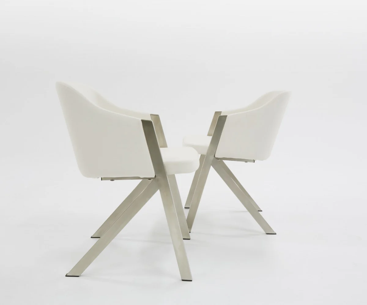 Set of Two White Faux Leather Modern Dining Chairs By Homeroots - 472150 - Image 5