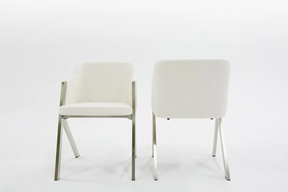 Set of Two White Faux Leather Modern Dining Chairs By Homeroots - 472150 - Image 6