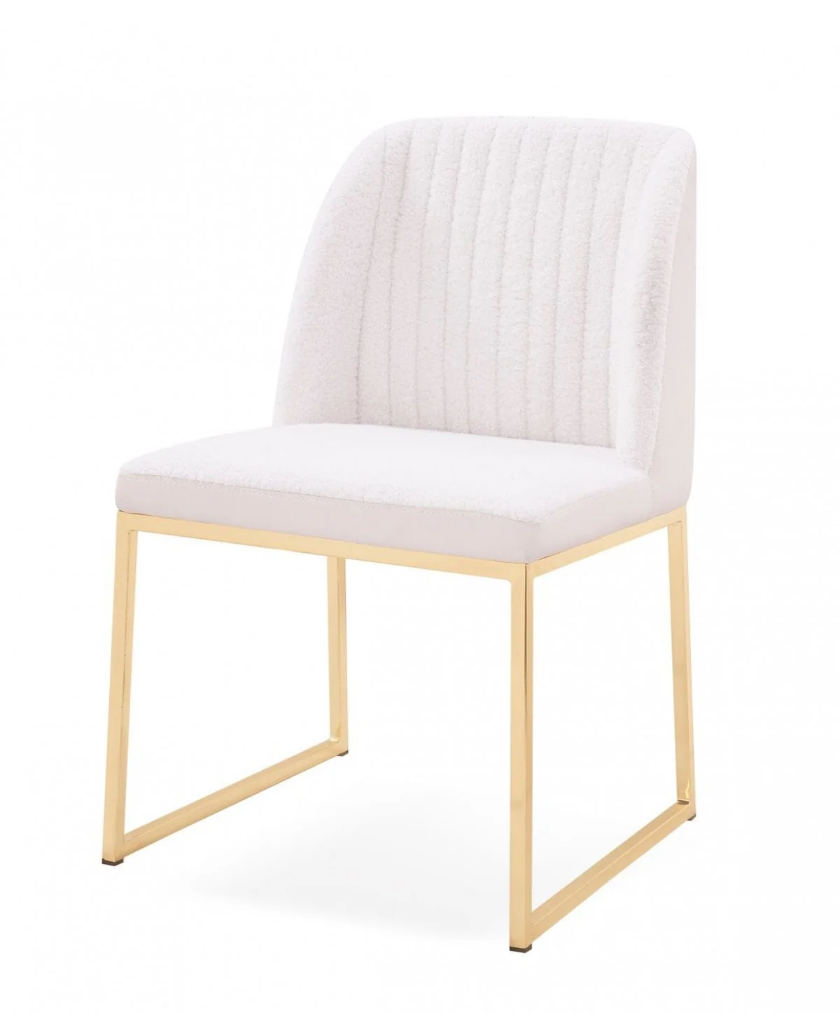 Set of Two White Gold Faux Leather Fabric Dining Chairs By Homeroots - Image 2