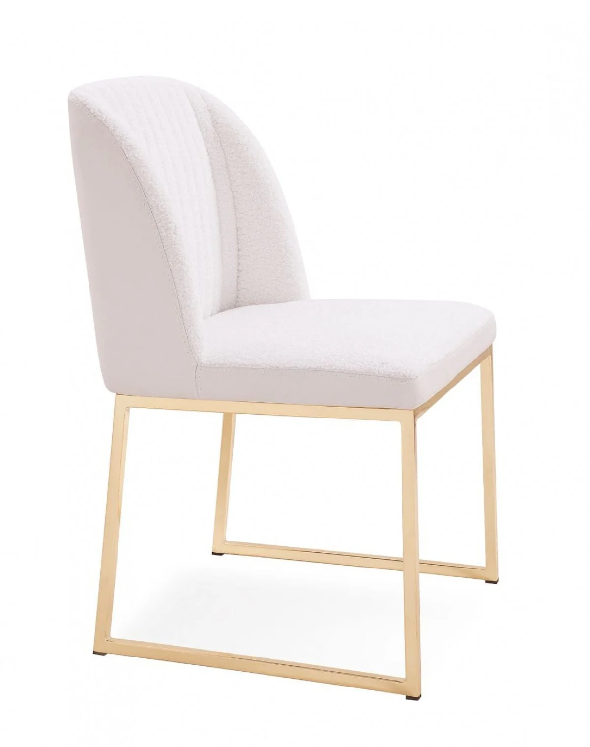 Set of Two White Gold Faux Leather Fabric Dining Chairs By Homeroots - Image 3