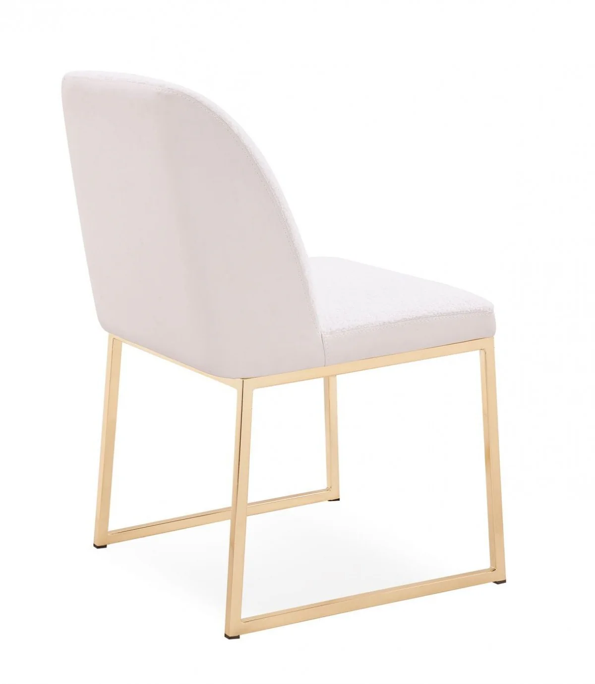 Set of Two White Gold Faux Leather Fabric Dining Chairs By Homeroots - Image 4