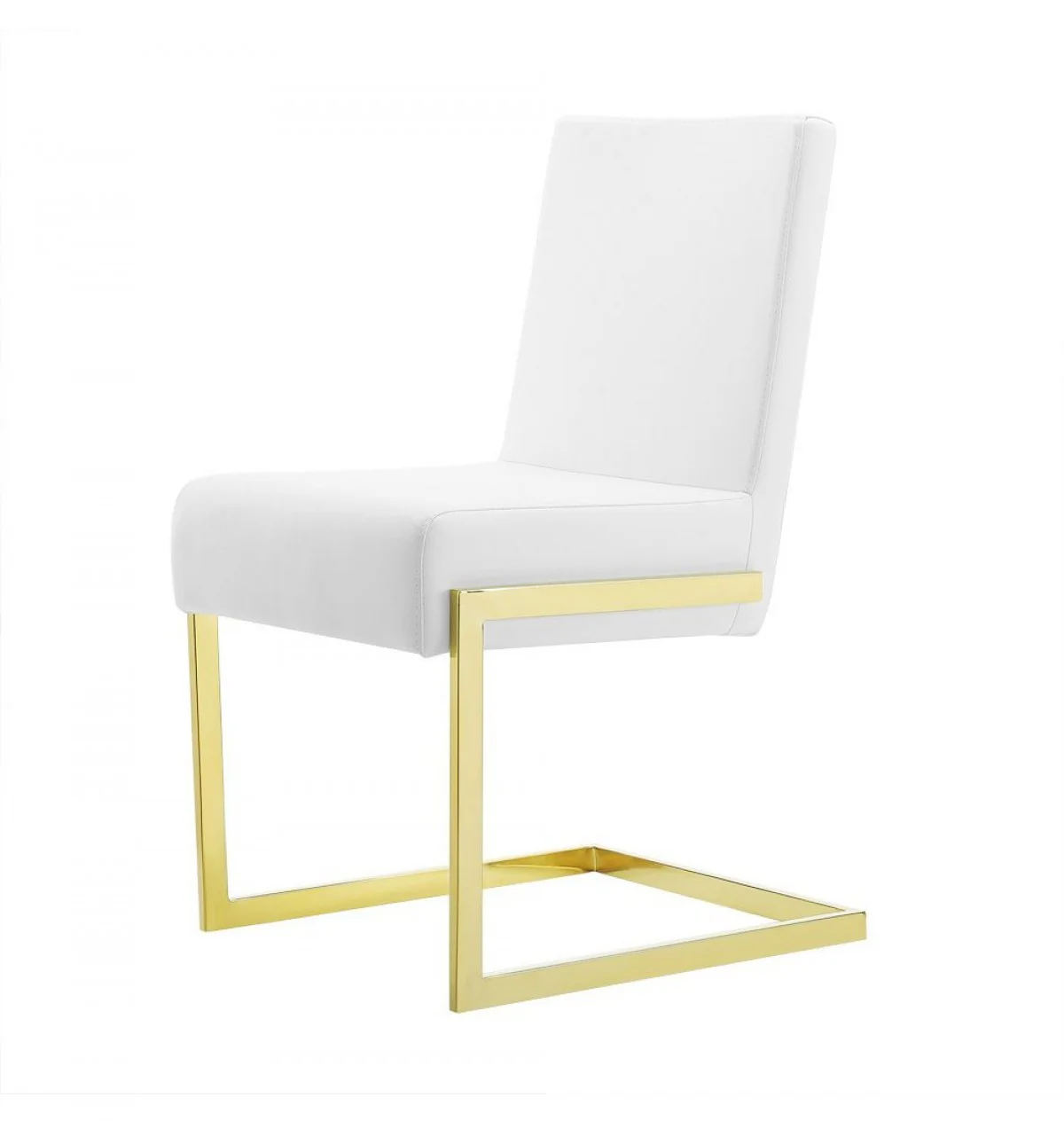 Set of Two White Gold Modern Dining Chairs By Homeroots - Image 2