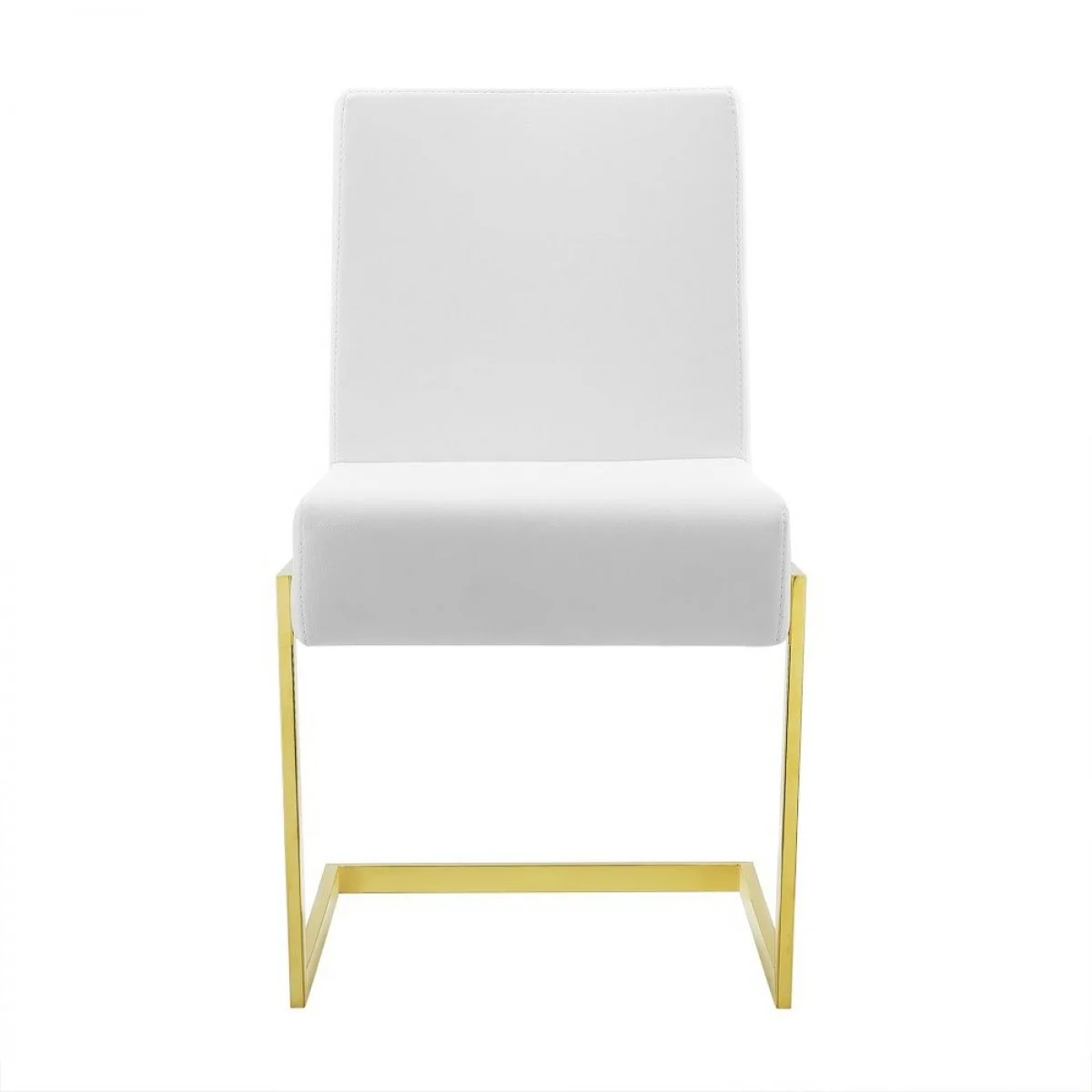 Set of Two White Gold Modern Dining Chairs By Homeroots - Image 3