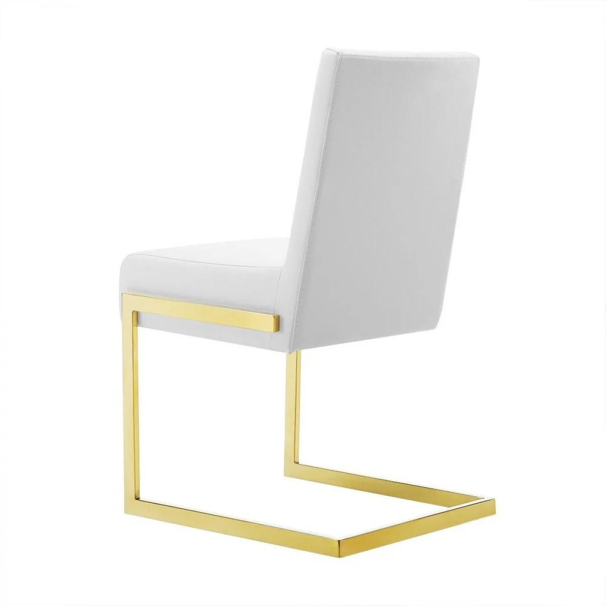 Set of Two White Gold Modern Dining Chairs By Homeroots - Image 4