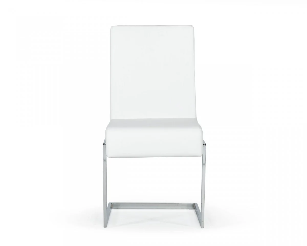 Set of Two White Silver Modern Dining Chairs By Homeroots - Image 2