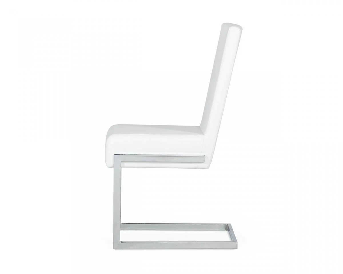 Set of Two White Silver Modern Dining Chairs By Homeroots - Image 3