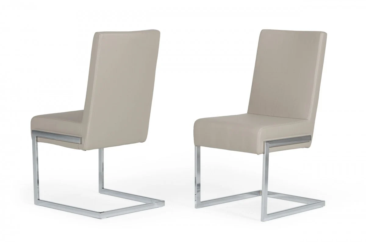 Set of Two White Silver Modern Dining Chairs By Homeroots - Image 6
