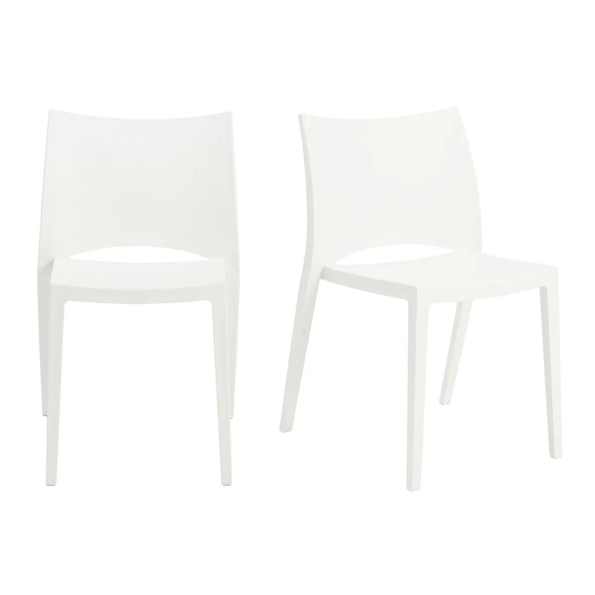 Set Of Two White Stacking Indoor Or Outdoor Chairs By Homeroots - Image 5