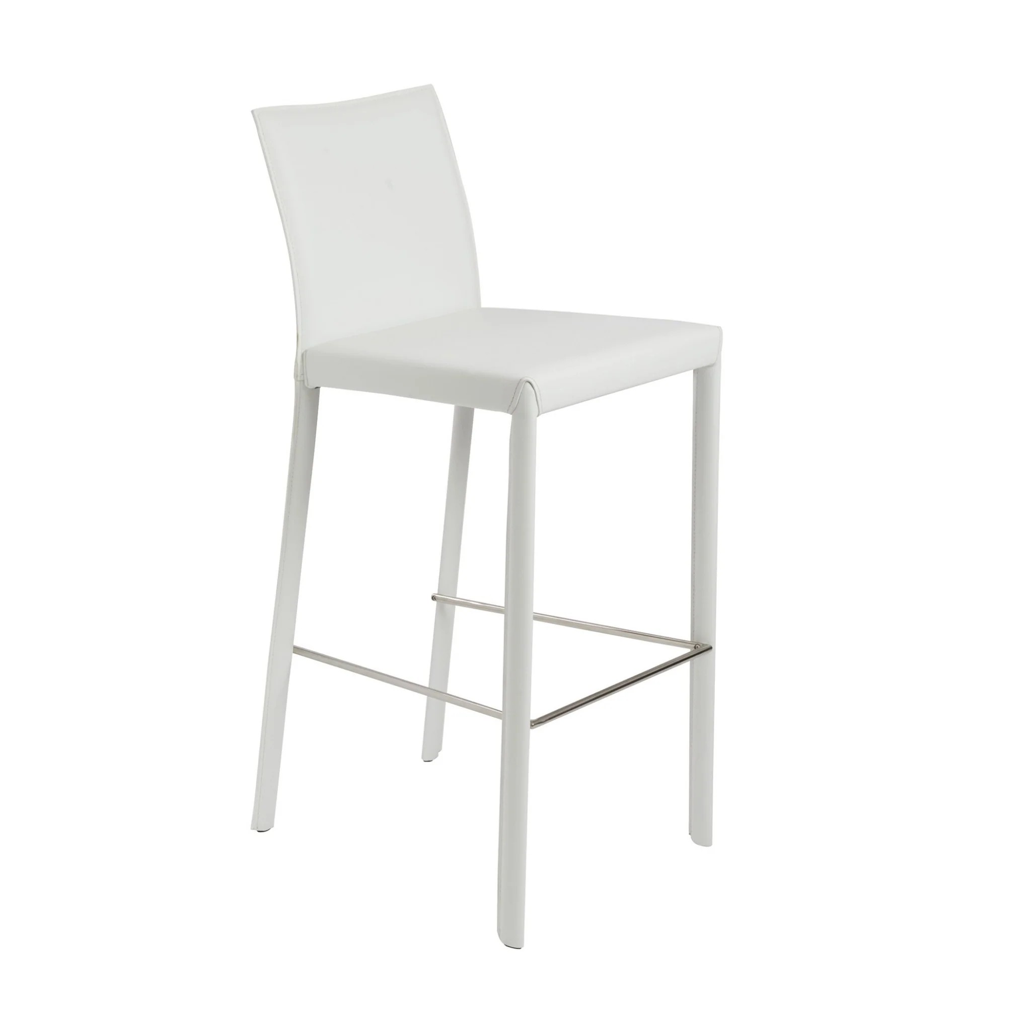 Set of Two White Steel Low Back Bar Height Bar Chairs By Homeroots - Image 3