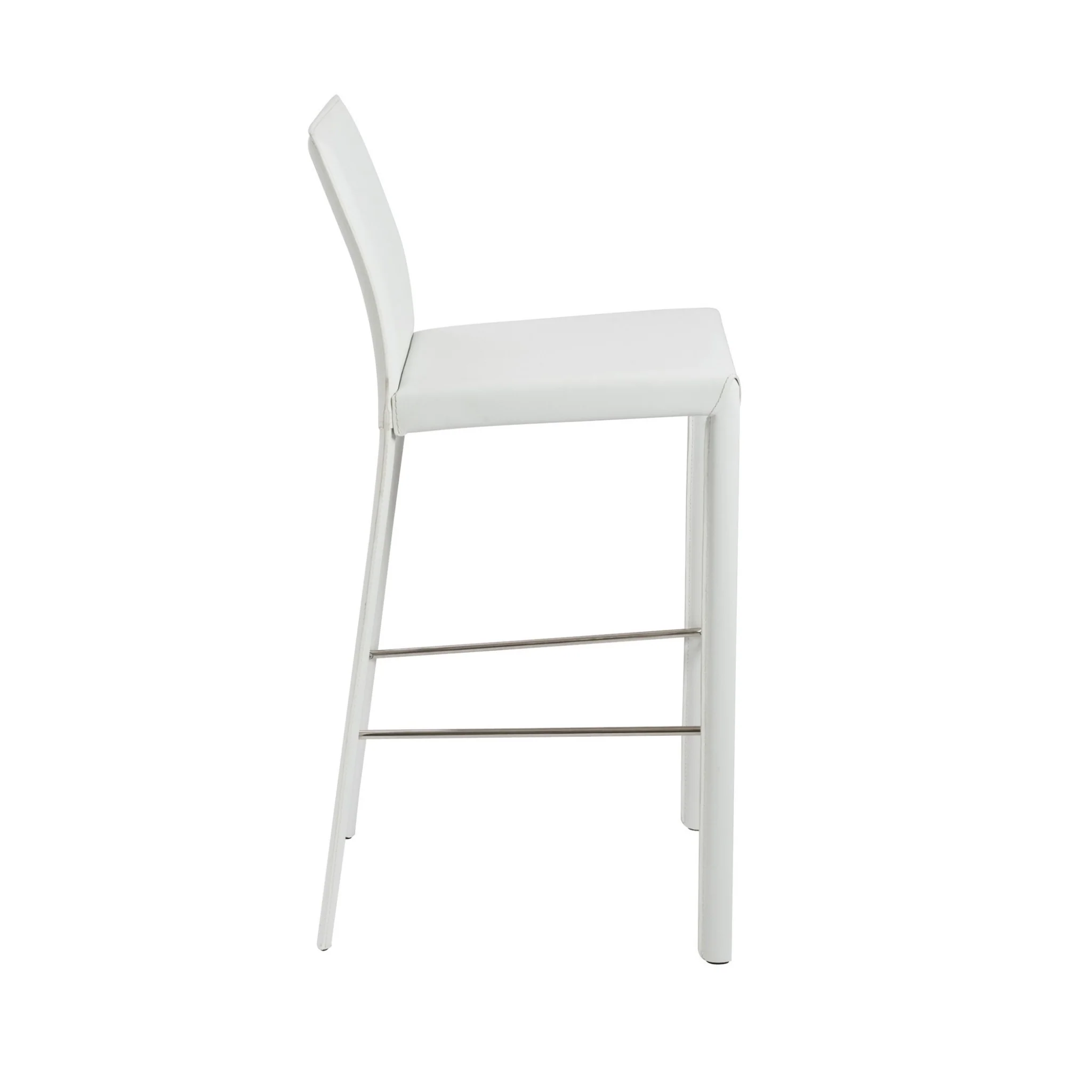 Set of Two White Steel Low Back Bar Height Bar Chairs By Homeroots - Image 4