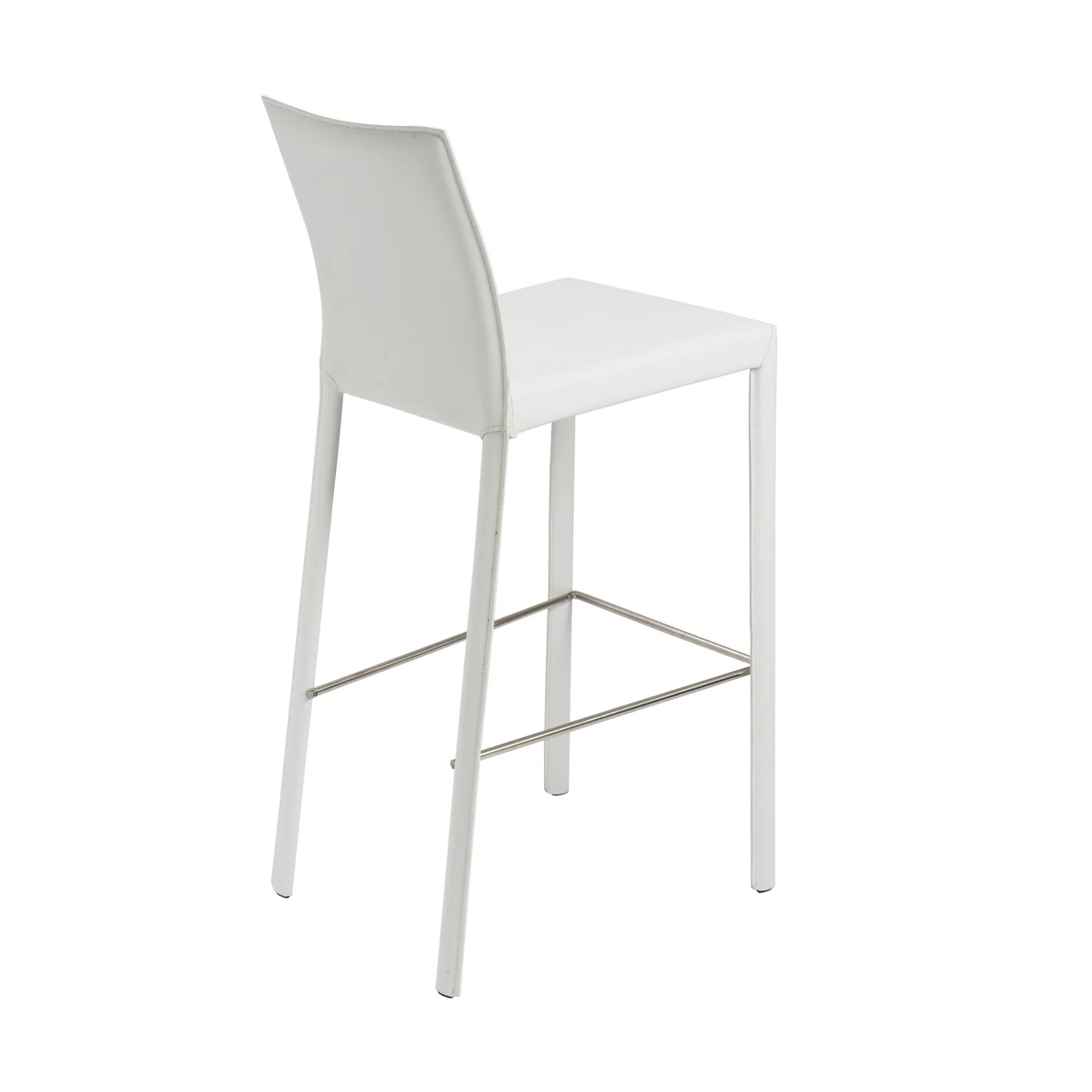 Set of Two White Steel Low Back Bar Height Bar Chairs By Homeroots - Image 5