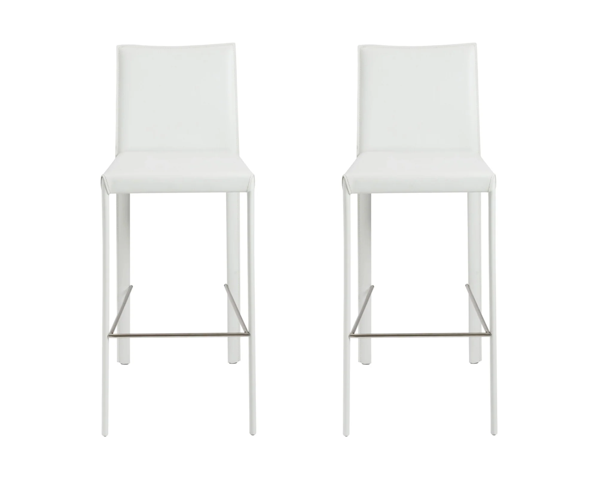 Set of Two White Steel Low Back Bar Height Bar Chairs By Homeroots - Image 6
