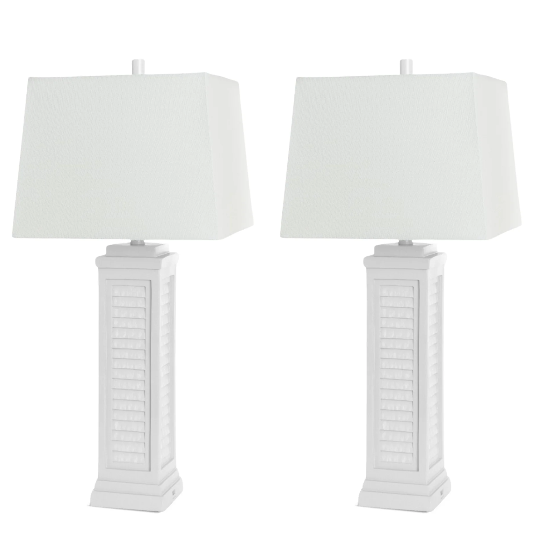 Set of Two White Table Lamp Coastal With White Shade By Homeroots - Image 3