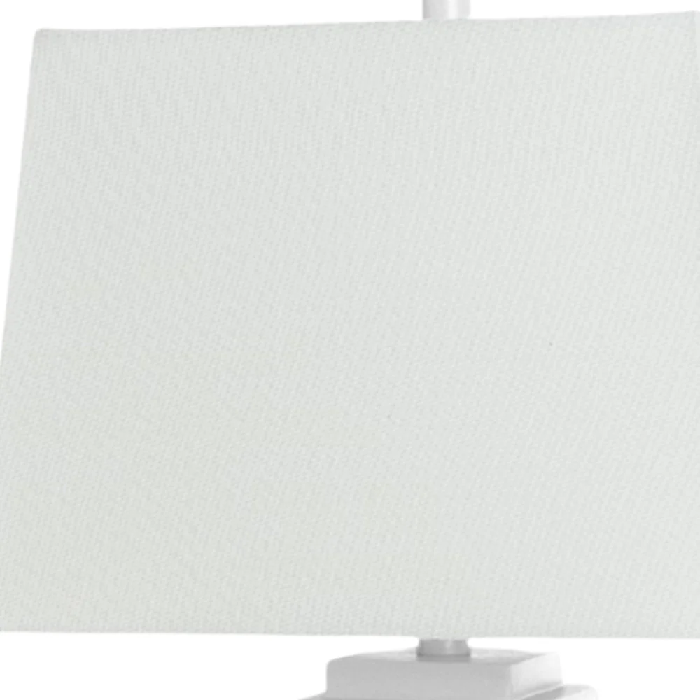 Set of Two White Table Lamp Coastal With White Shade By Homeroots - Image 4