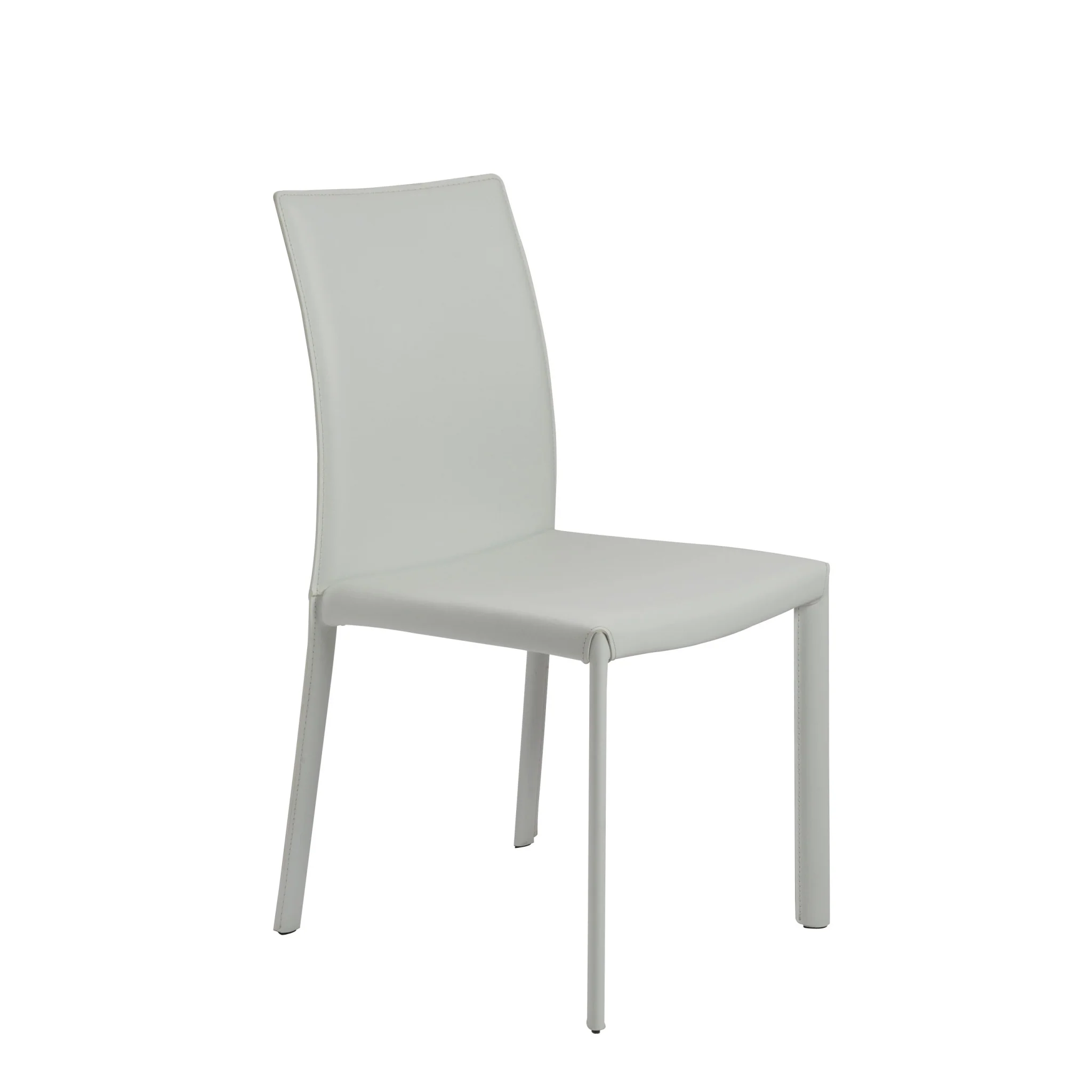 Set of Two White Upholstered Leather Dining Side Chairs By Homeroots - Image 2