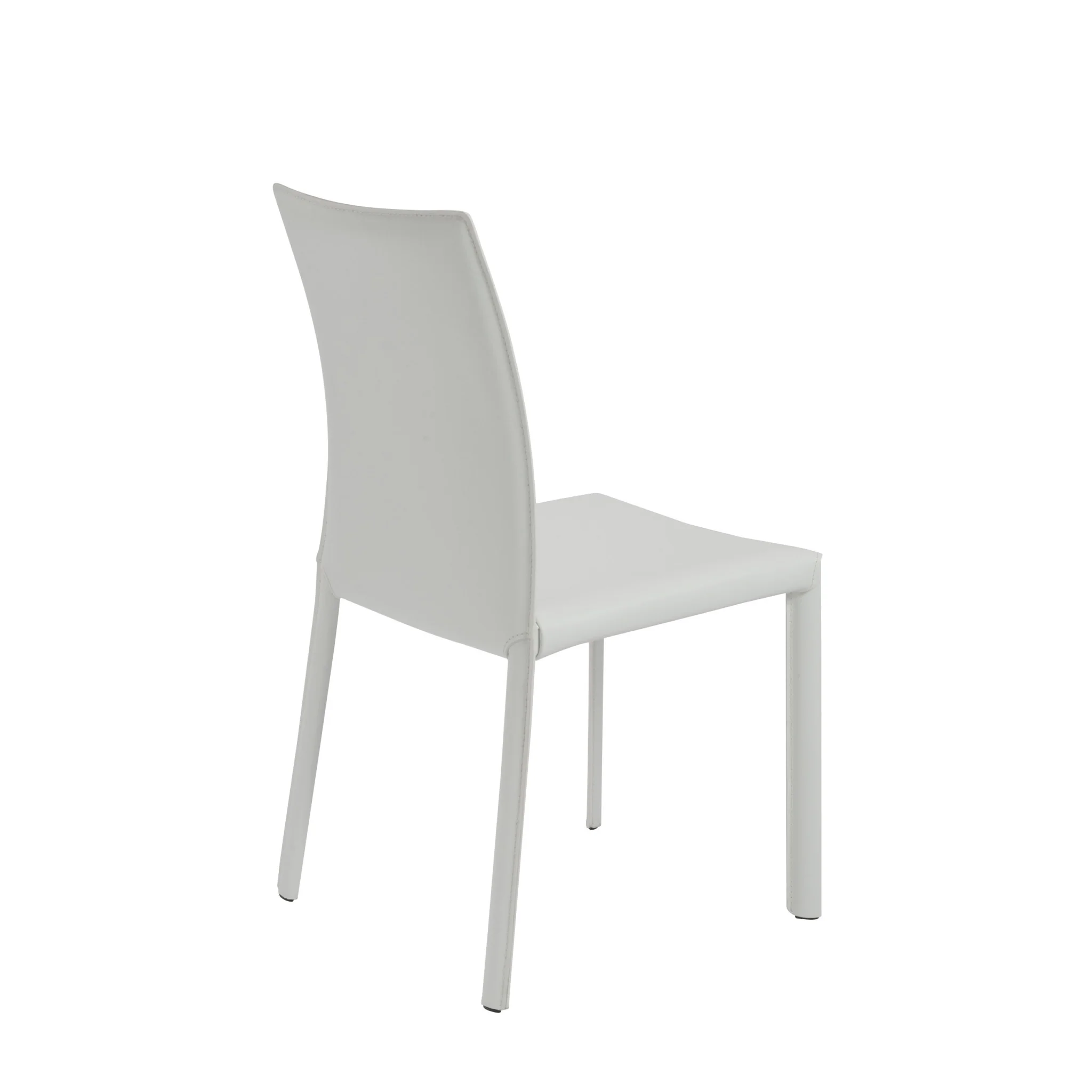 Set of Two White Upholstered Leather Dining Side Chairs By Homeroots - Image 4