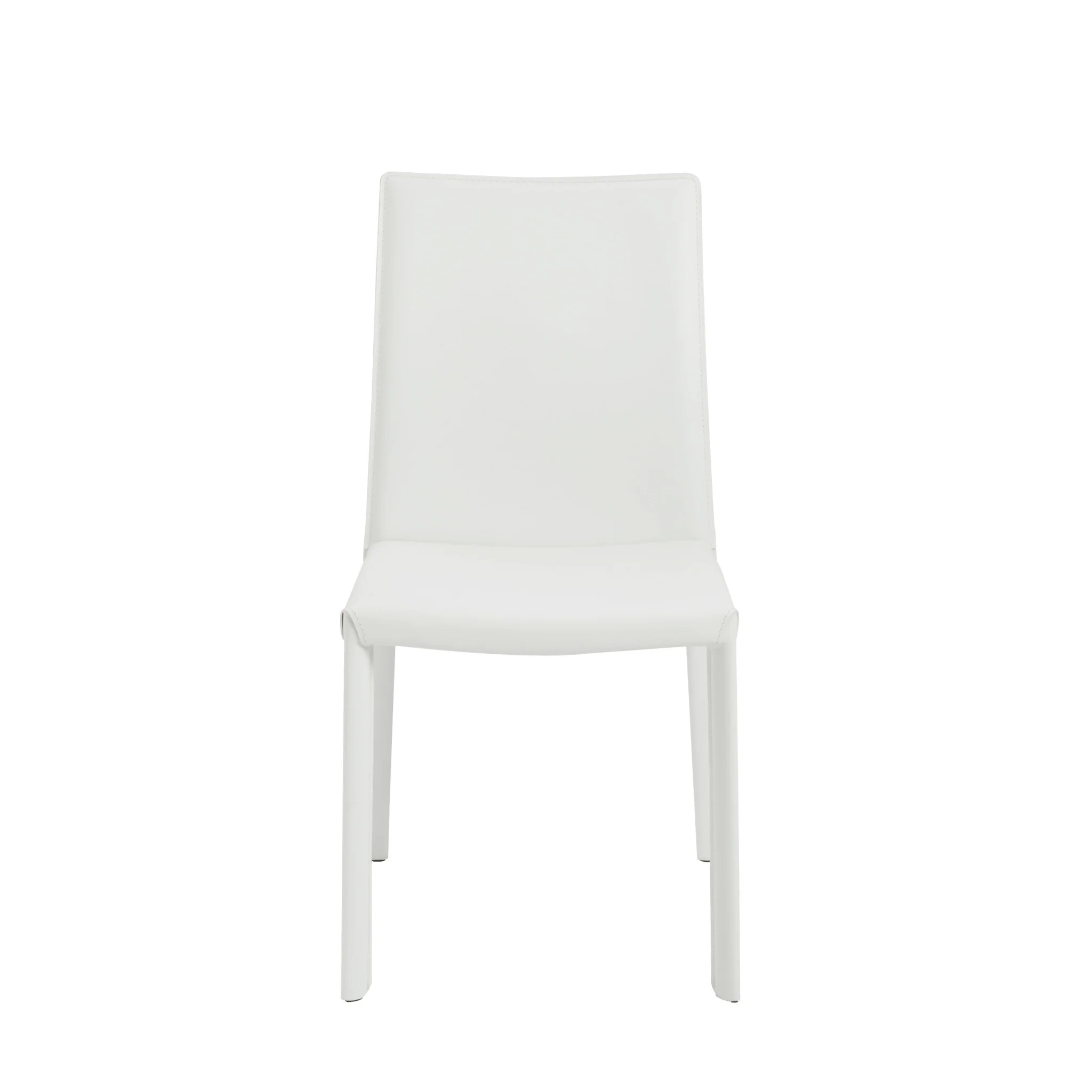 Set of Two White Upholstered Leather Dining Side Chairs By Homeroots - Image 7