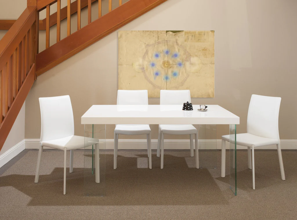 Set of Two White Upholstered Leather Dining Side Chairs By Homeroots - Image 8