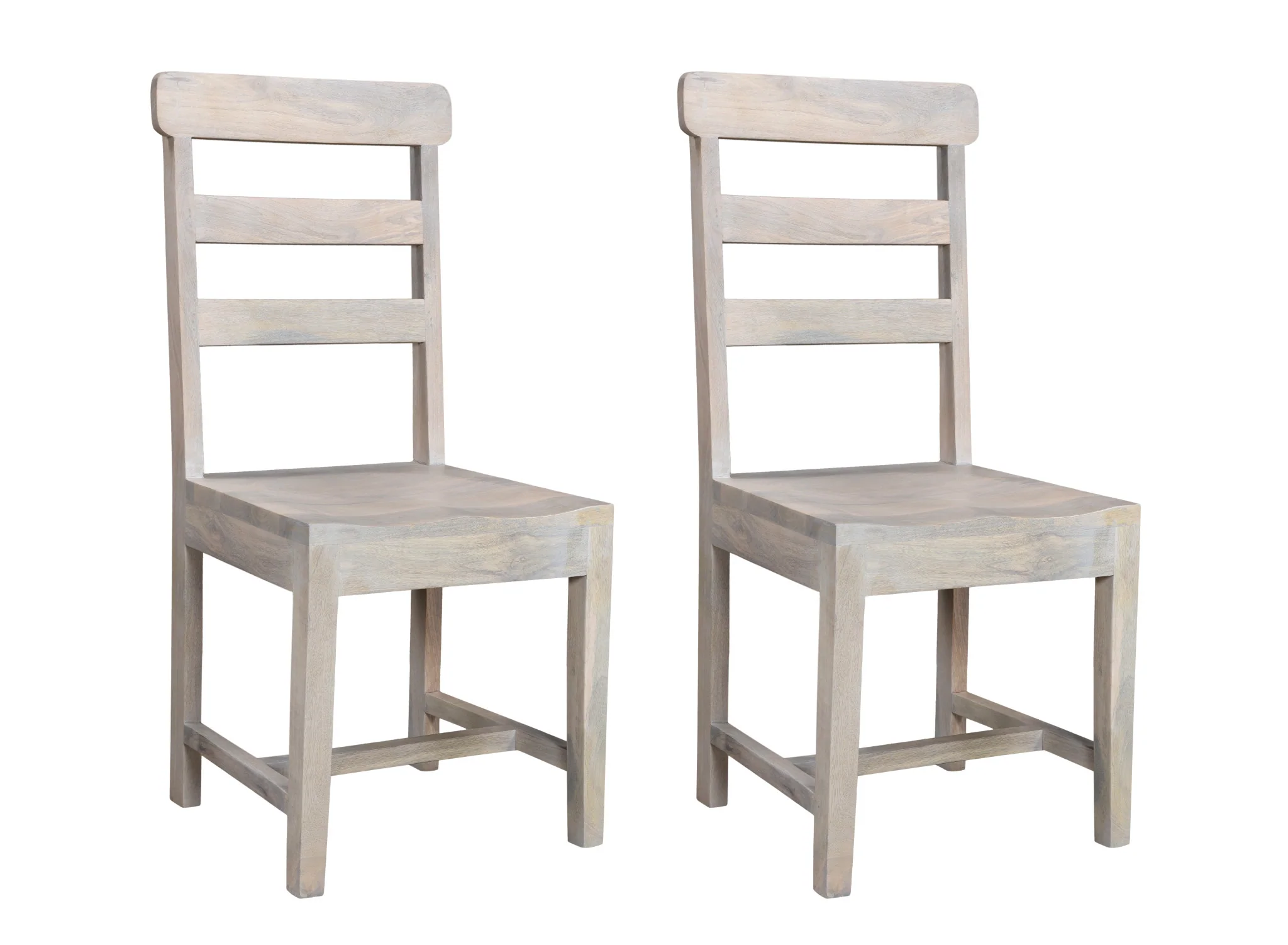 Set of Two White Wood Ladder Back Dining Side Chairs By Homeroots - Image 7