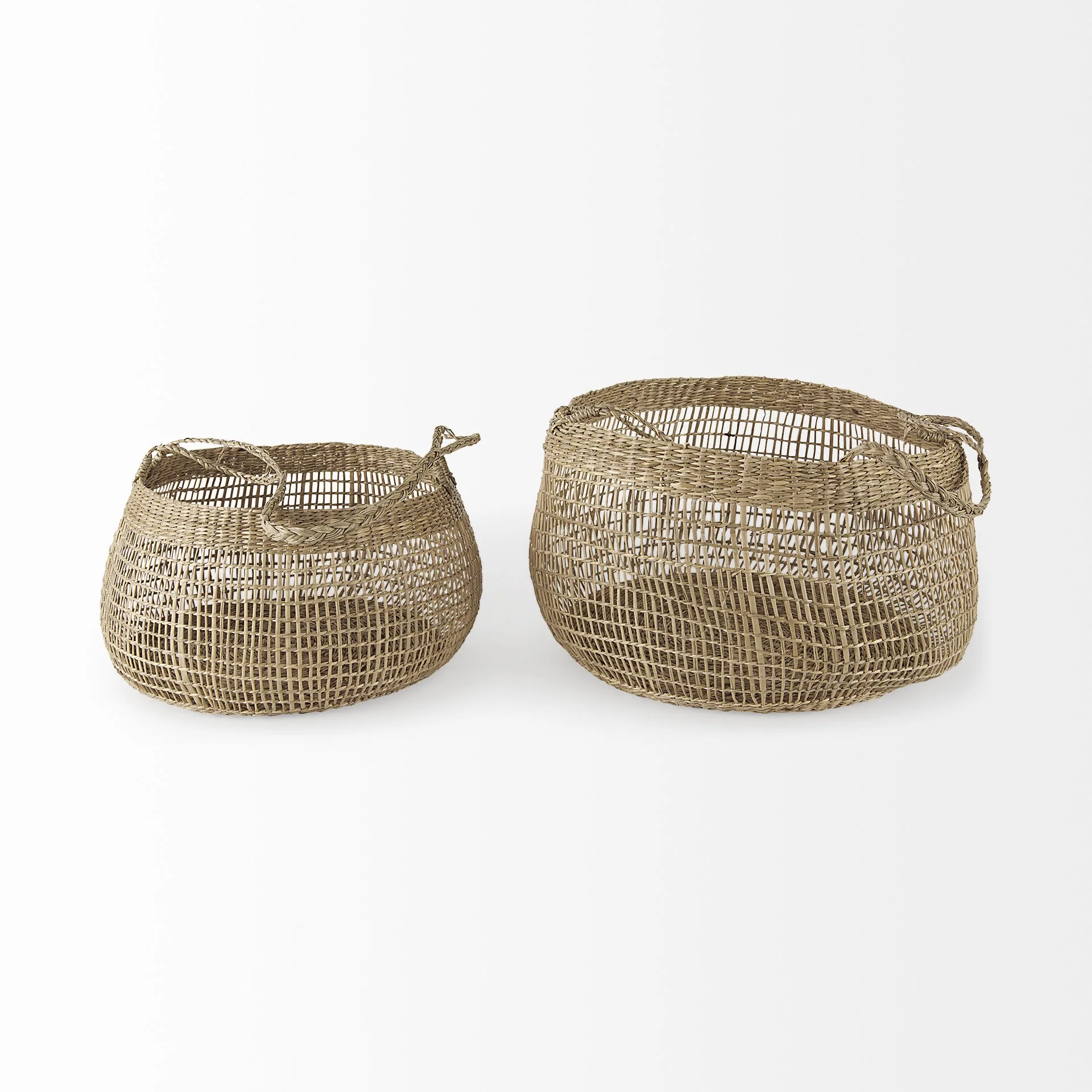 Set of Two Wicker Storage Baskets with Long Handles By Homeroots - Image 2