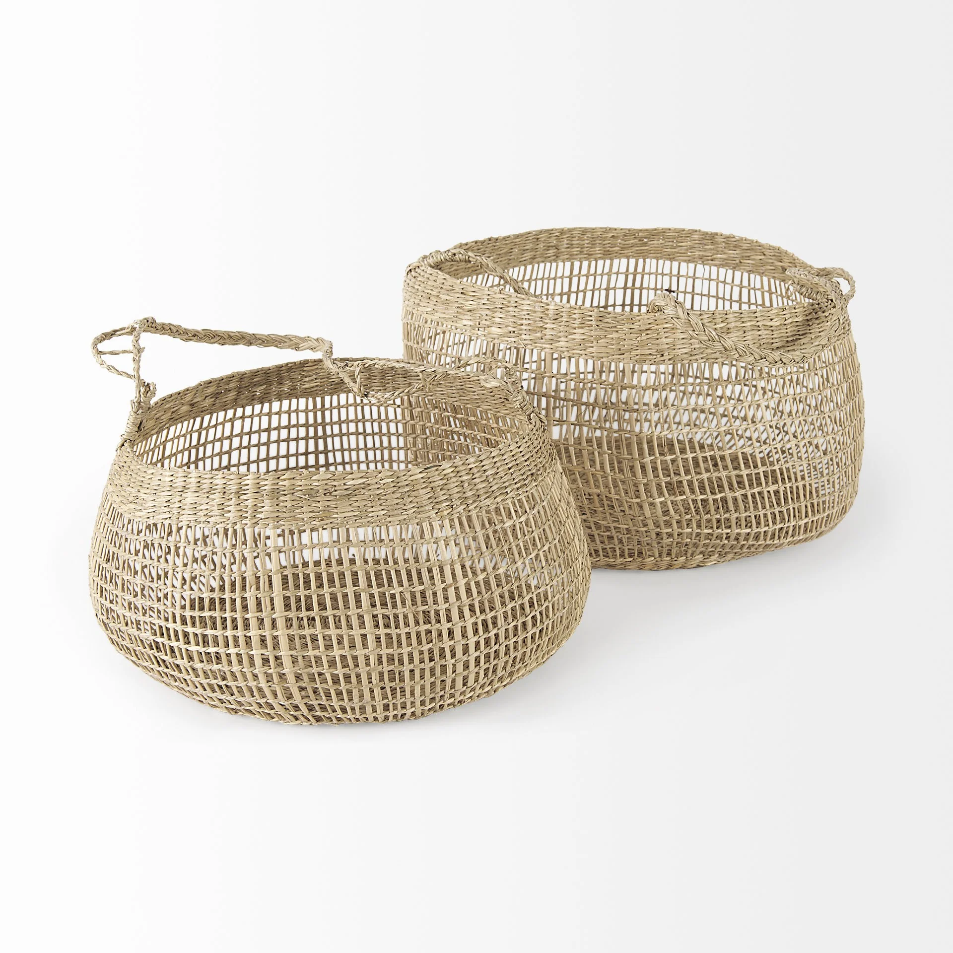Set of Two Wicker Storage Baskets with Long Handles By Homeroots - Image 3