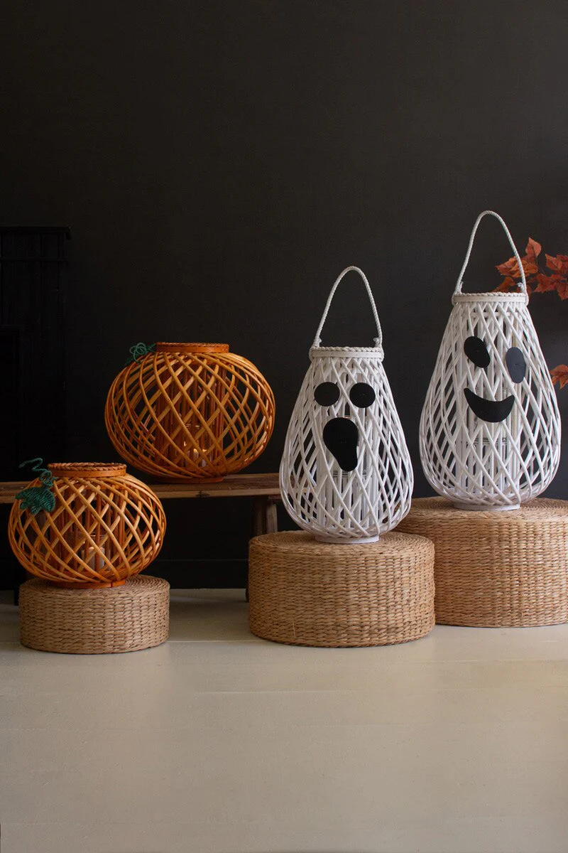 Set Of Two Willow Pumpkin Lanterns By Kalalou - Image 4