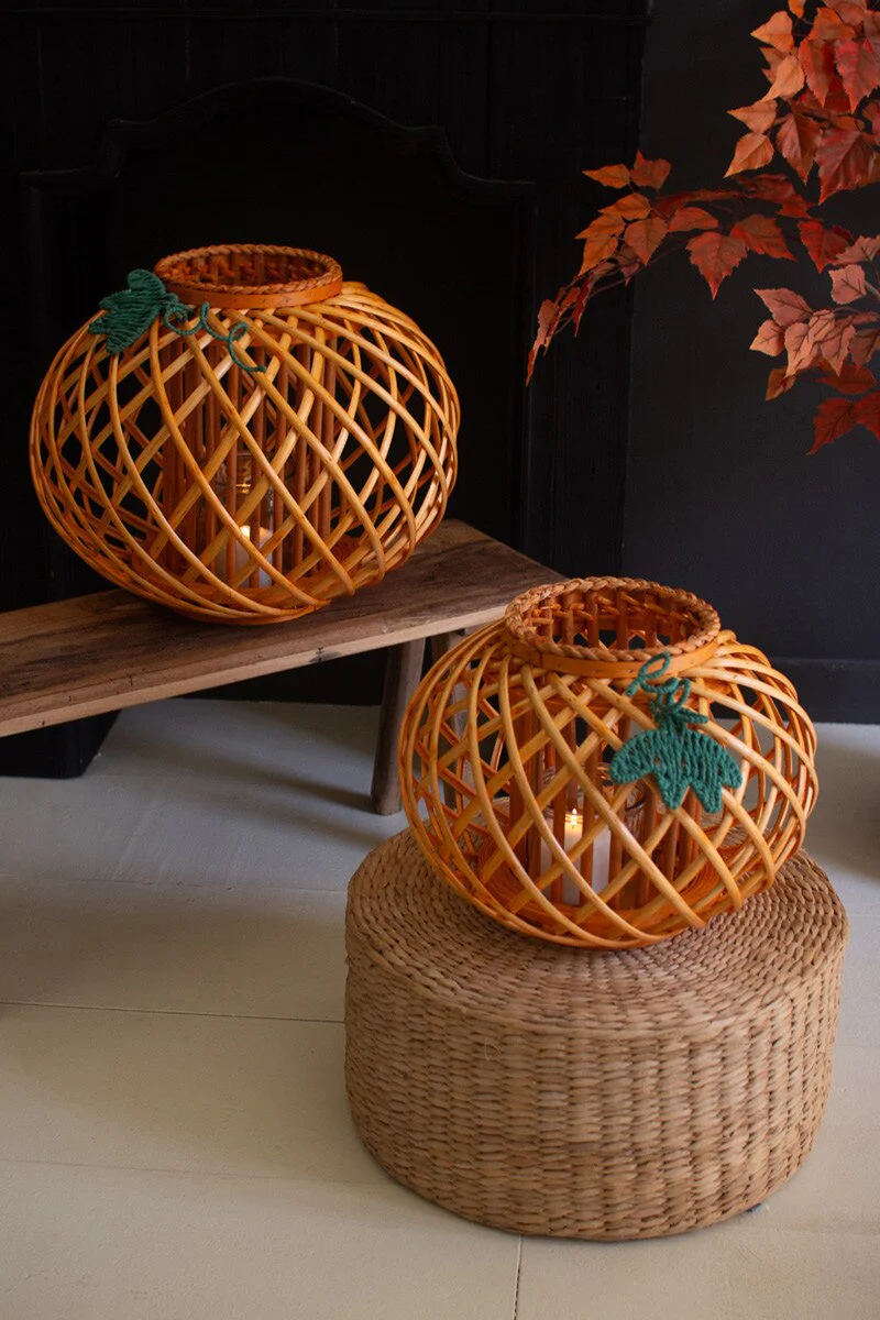 Set Of Two Willow Pumpkin Lanterns By Kalalou - Image 5