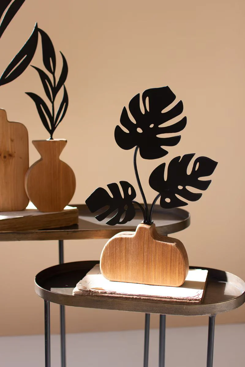 Set Of Two Wood And Metal Plant Sculptures (Min 2) By Kalalou - Image 2