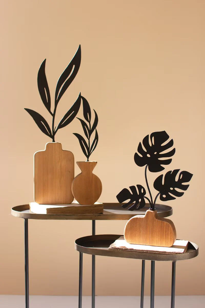 Set Of Two Wood And Metal Plant Sculptures (Min 2) By Kalalou - Image 3